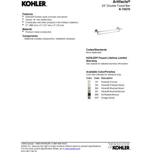 Kohler K-72570-2BZ Artifacts 24 Inch Double Towel Bar in Oil-Rubbed Bronze - Bathroom Hardware for Modern & Traditional Homes - Perfect for Bathrooms, Spas & Luxury Hotels
