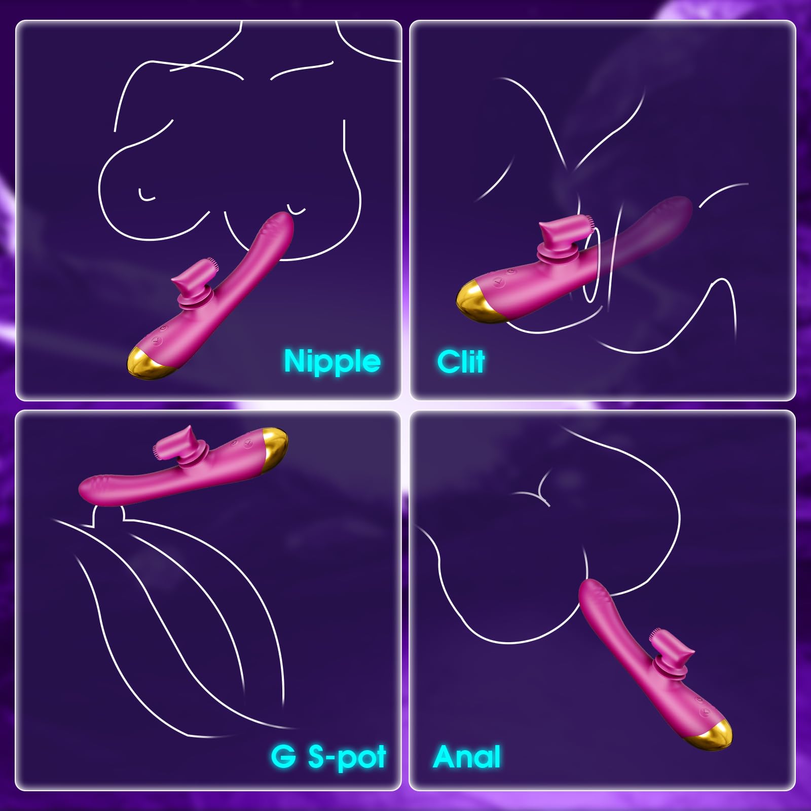 Premium G-Spot Vibrator & Dildo - 2 in 1 Dual Stimulation Adult Sex Toy for Women with 8 Vibration Patterns & 3 Thrusting Modes - Waterproof Clitoral, Nipple & Anal Stimulator - Perfect for Solo Play & Couples Intimacy