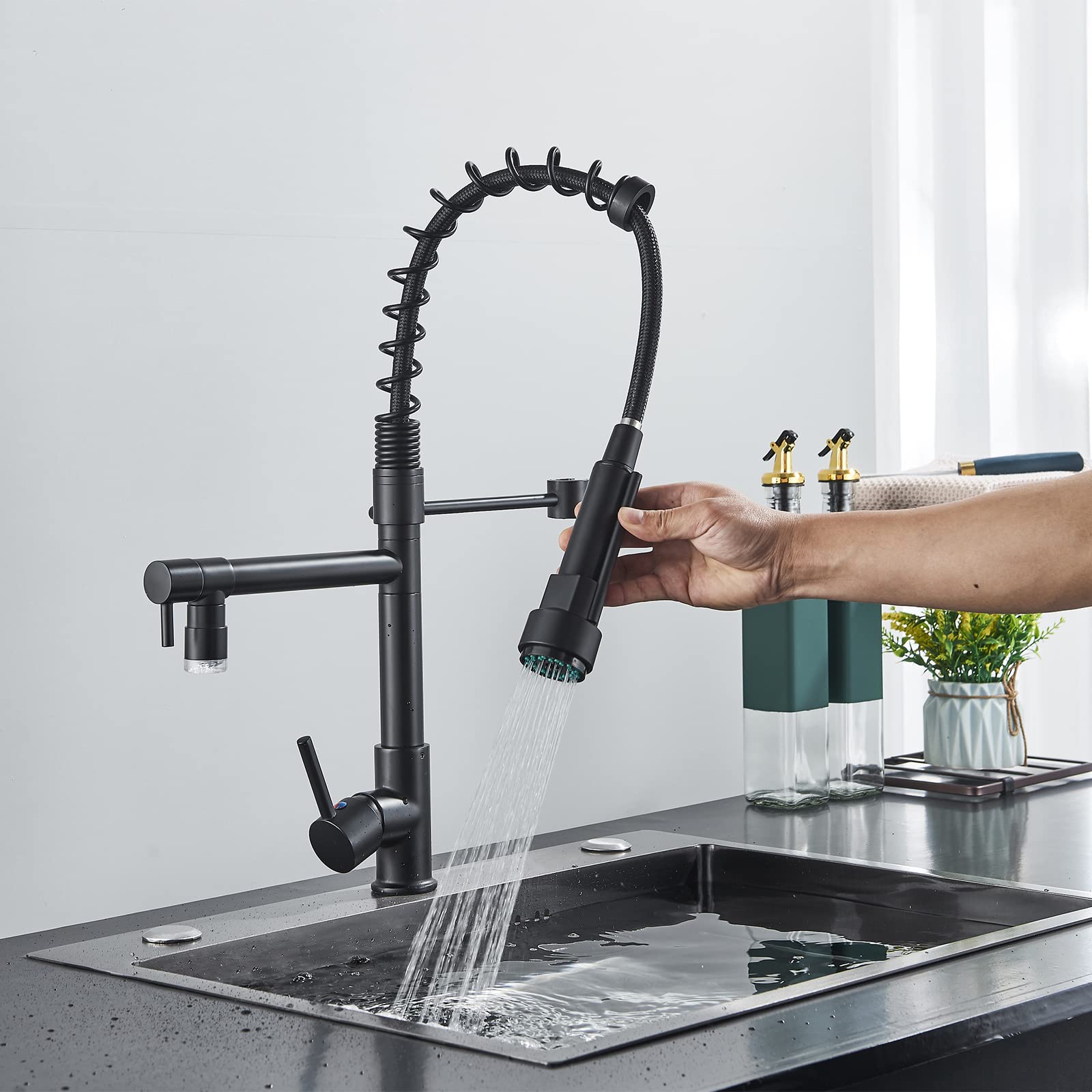Stainless Steel Kitchen Faucet with Pull Down Sprayer for Modern Kitchens