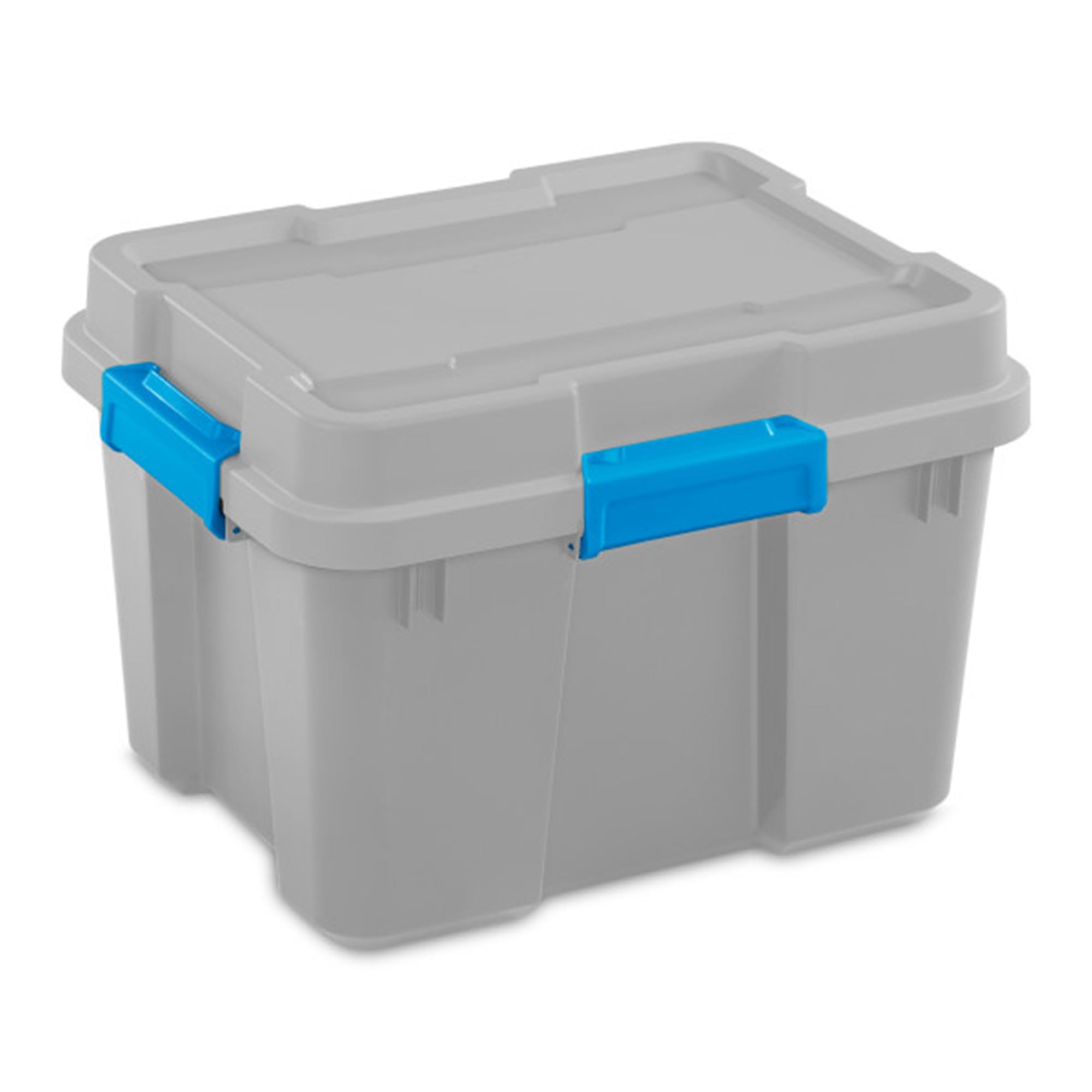 Sterilite 20 Gallon Heavy Duty Stackable Storage Bins with Latching Lids - 4 Pack Gray Plastic Containers for Organizing Basement, Garage & Closet - Perfect for Home Storage, Moving & Seasonal Items