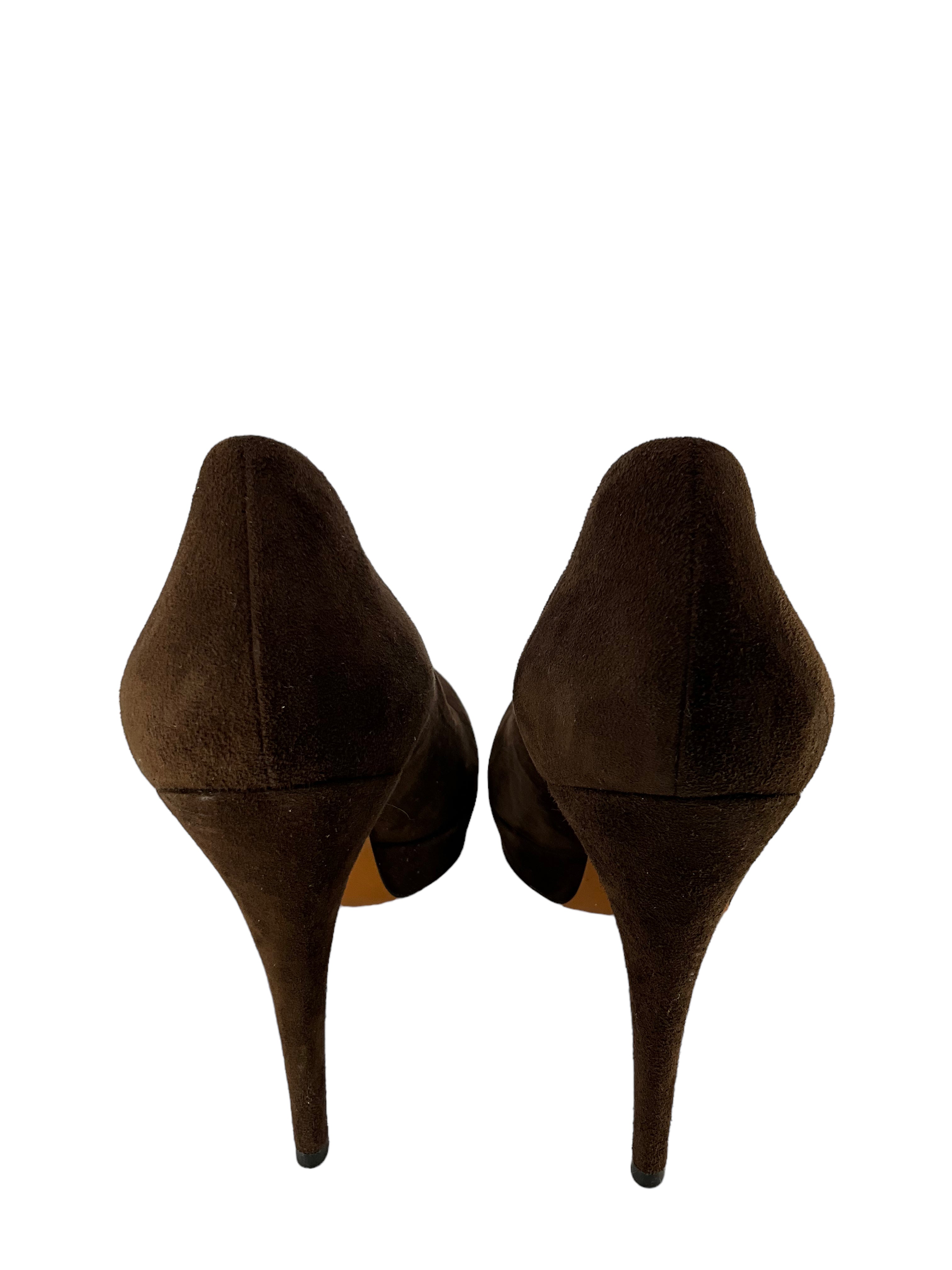 Gucci Brown Suede Platform Pumps Women's Size 9 | Luxury High Heel Shoes for Party, Wedding & Evening Events