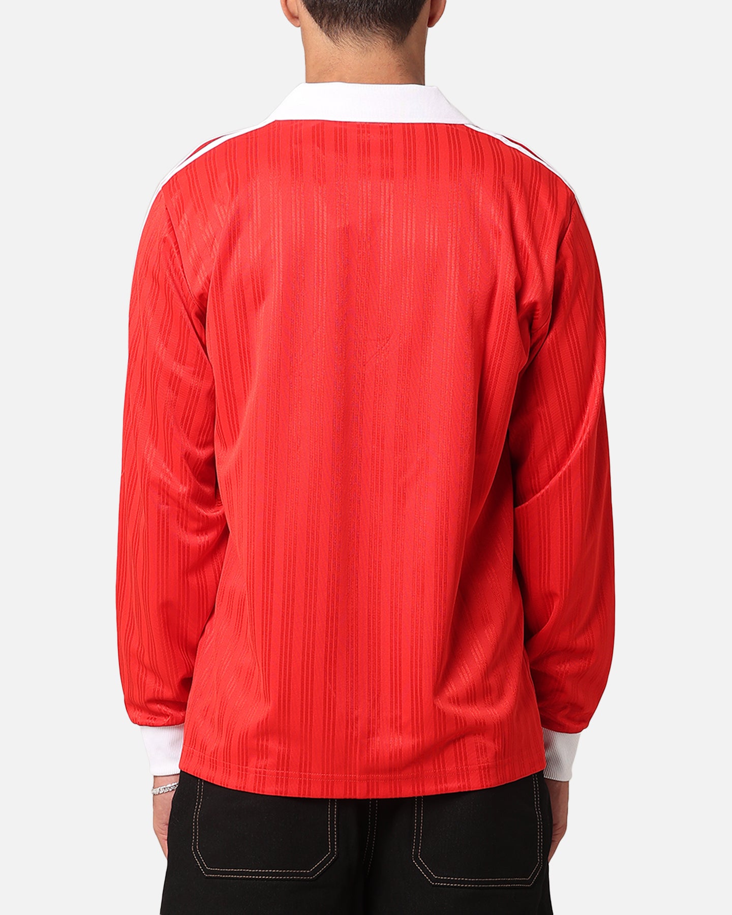 Adidas Piqué Long Sleeve Football Polo Shirt - Men's Athletic Soccer Jersey, Moisture-Wicking & Breathable - Better Scarlet Red | Perfect for Training, Matches & Casual Wear