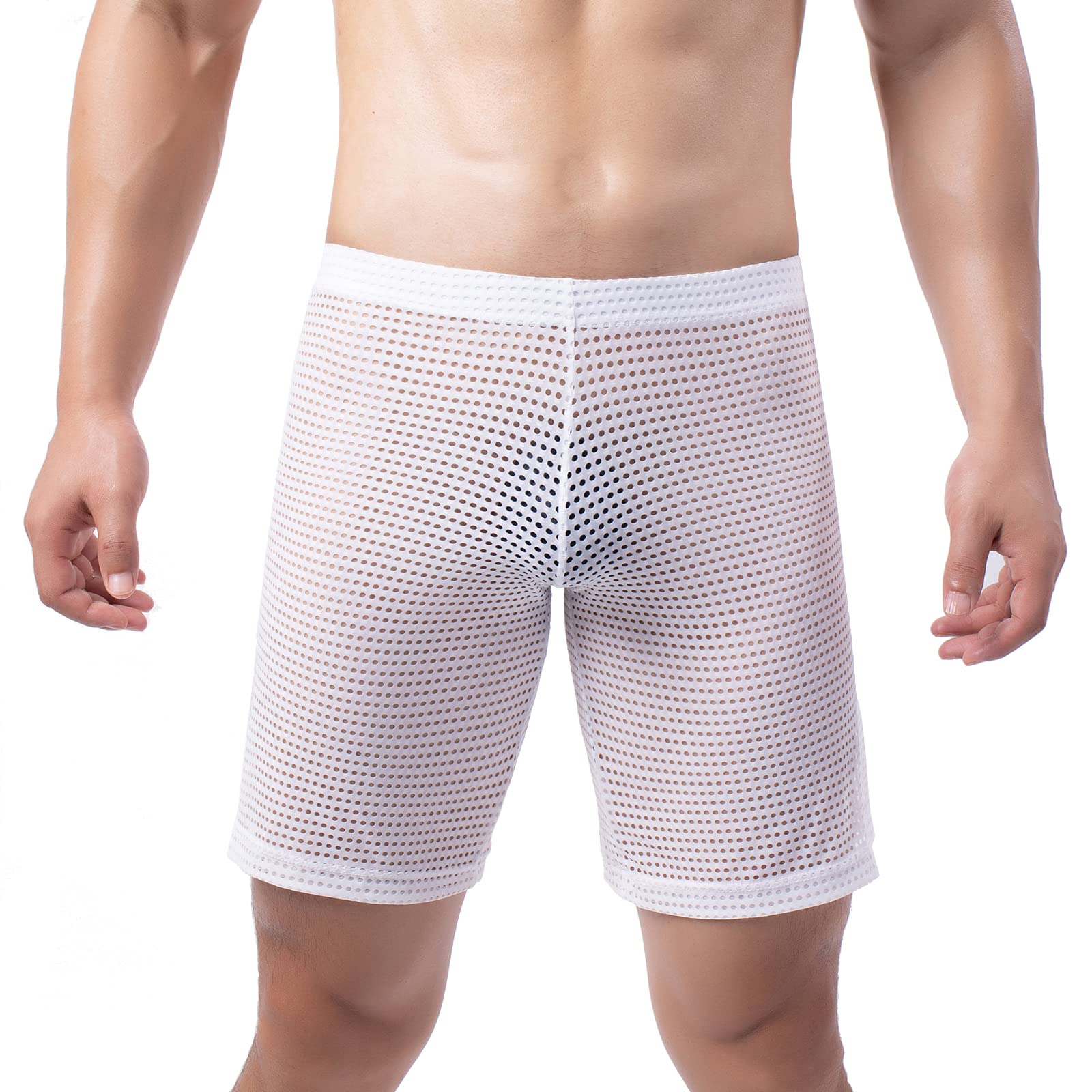 Breathable Men's Mesh Shorts - See Through Loose Lounge Underwear & Boxer Trunks for Summer, Gym, Beach Cover Up