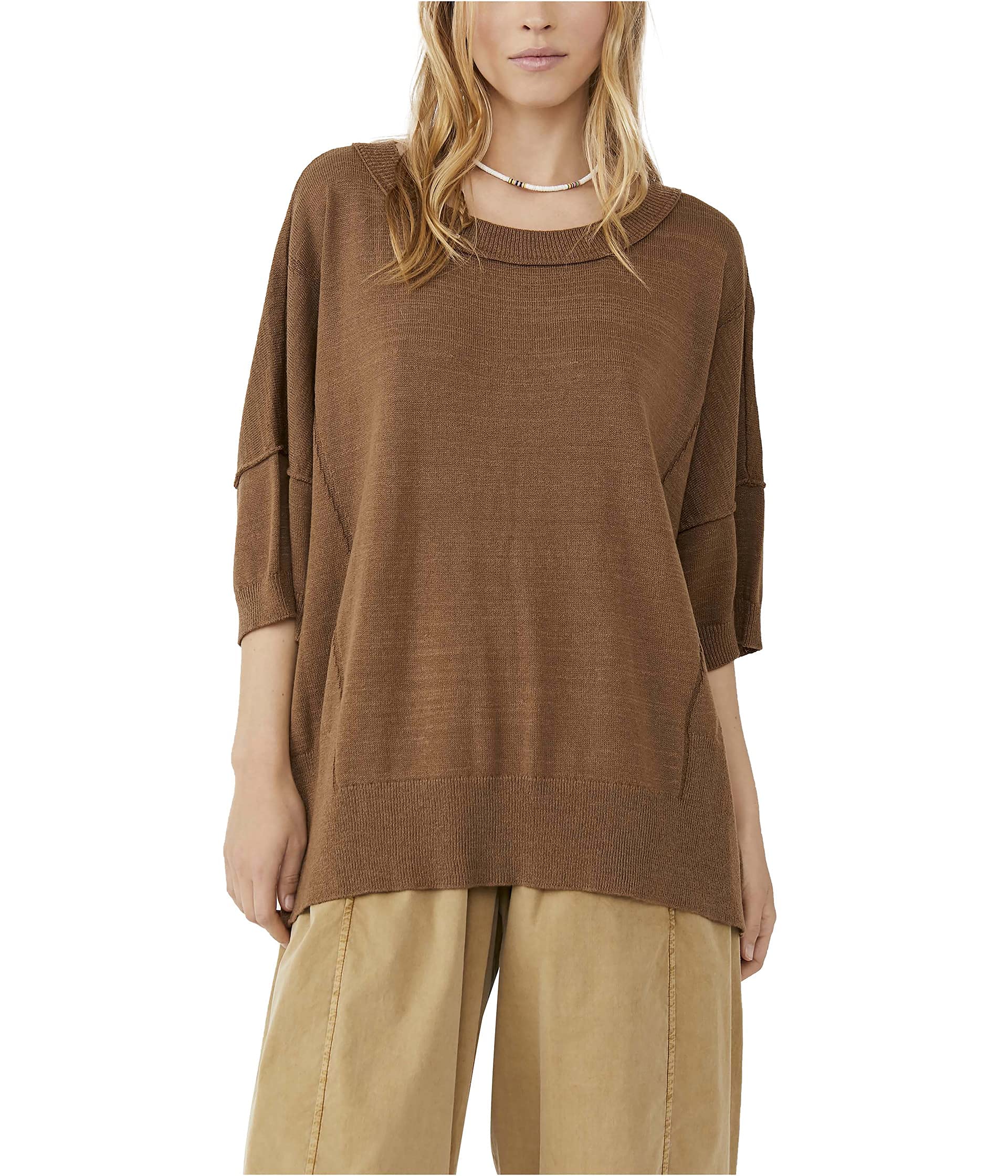 Free Women's Work from Home Sweater Tee - Cozy Long Sleeve Knit Top for Remote Work & Casual Wear