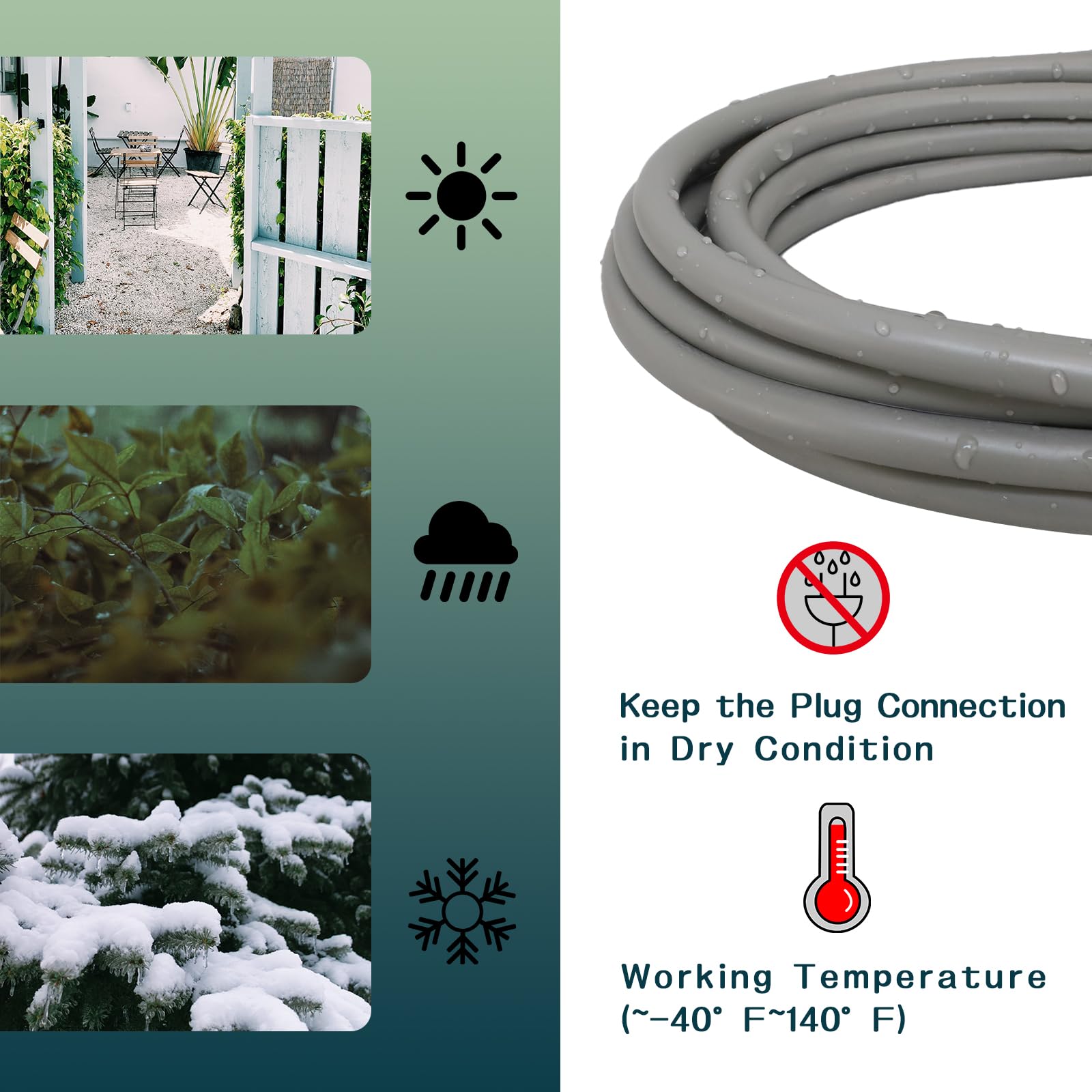 16/3 SJTW Heavy Duty Extension Cord 6 FT - 13 AMP Weatherproof Indoor/Outdoor Power Cable, 3 Prong White Electrical Cord - Perfect for Garden, Landscaping, Holiday Lights & Home Appliances (2 Pack)