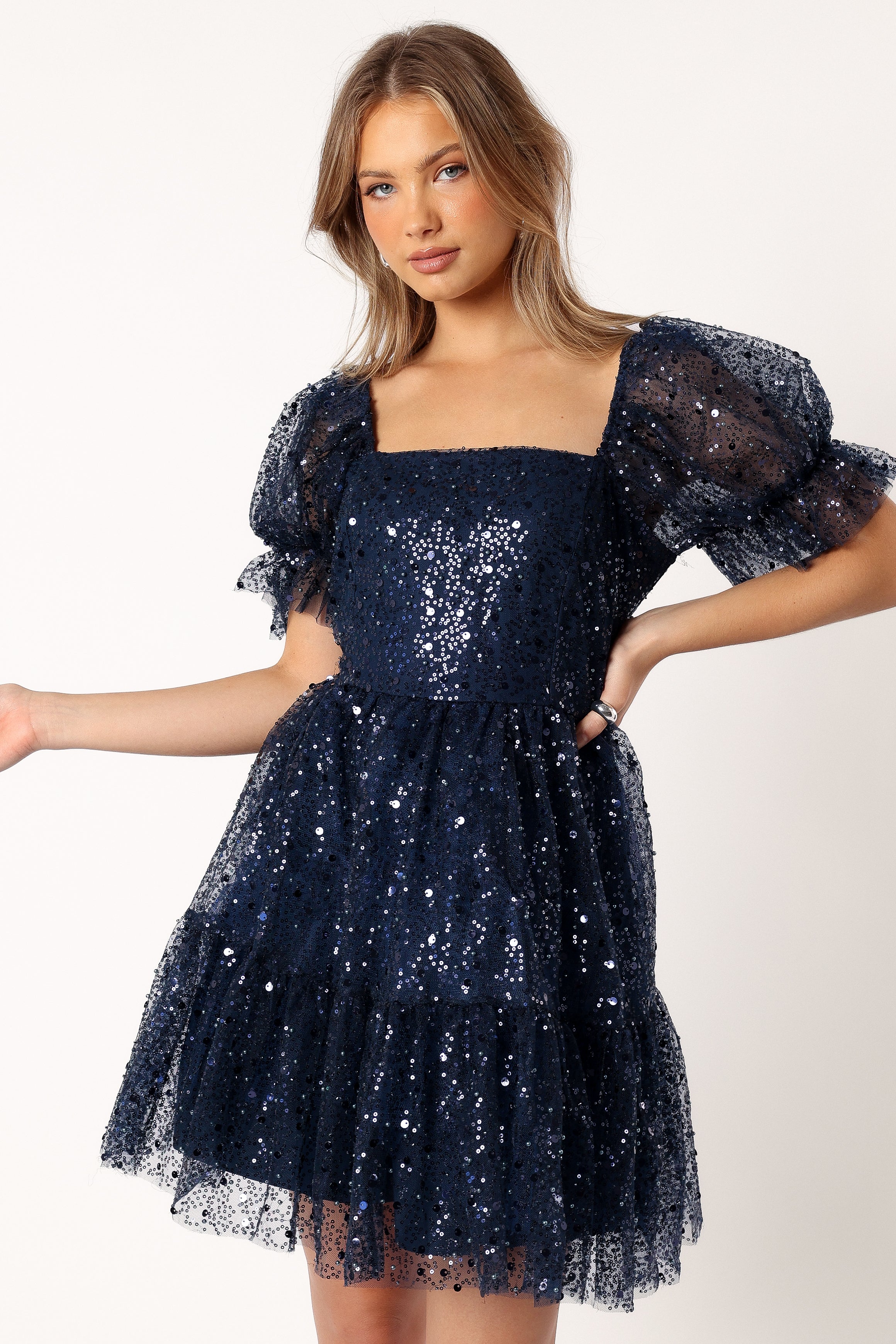 Karina Mini Dress - Navy Blue Women's Party Cocktail Dress for Night Out, Date Night & Special Occasions