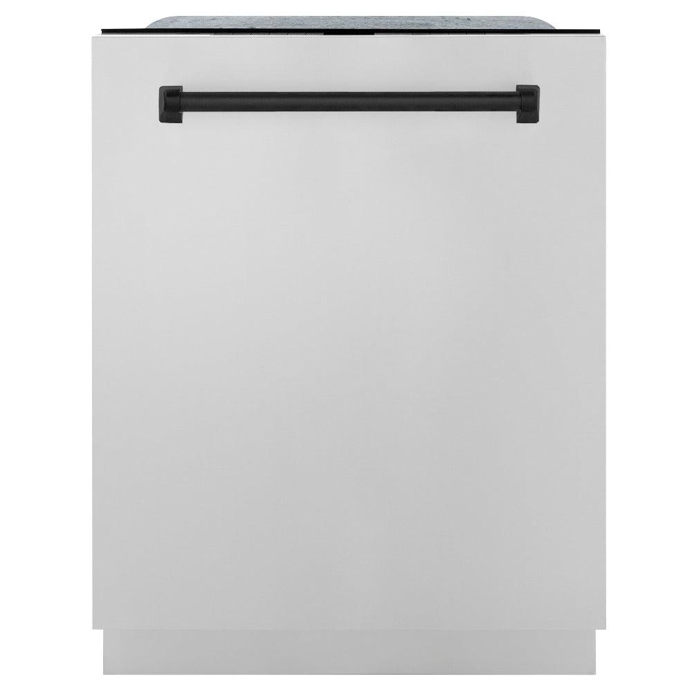 ZLINE Autograph Edition 48-inch Stainless Steel Dual Fuel Range Kitchen Package with Range Hood, Dishwasher & Refrigerator - Matte Black Accents & External Water Dispenser (4AKPR RARHDWM48 MB) | Premium Kitchen Appliances for Modern Homes & Professional Chefs