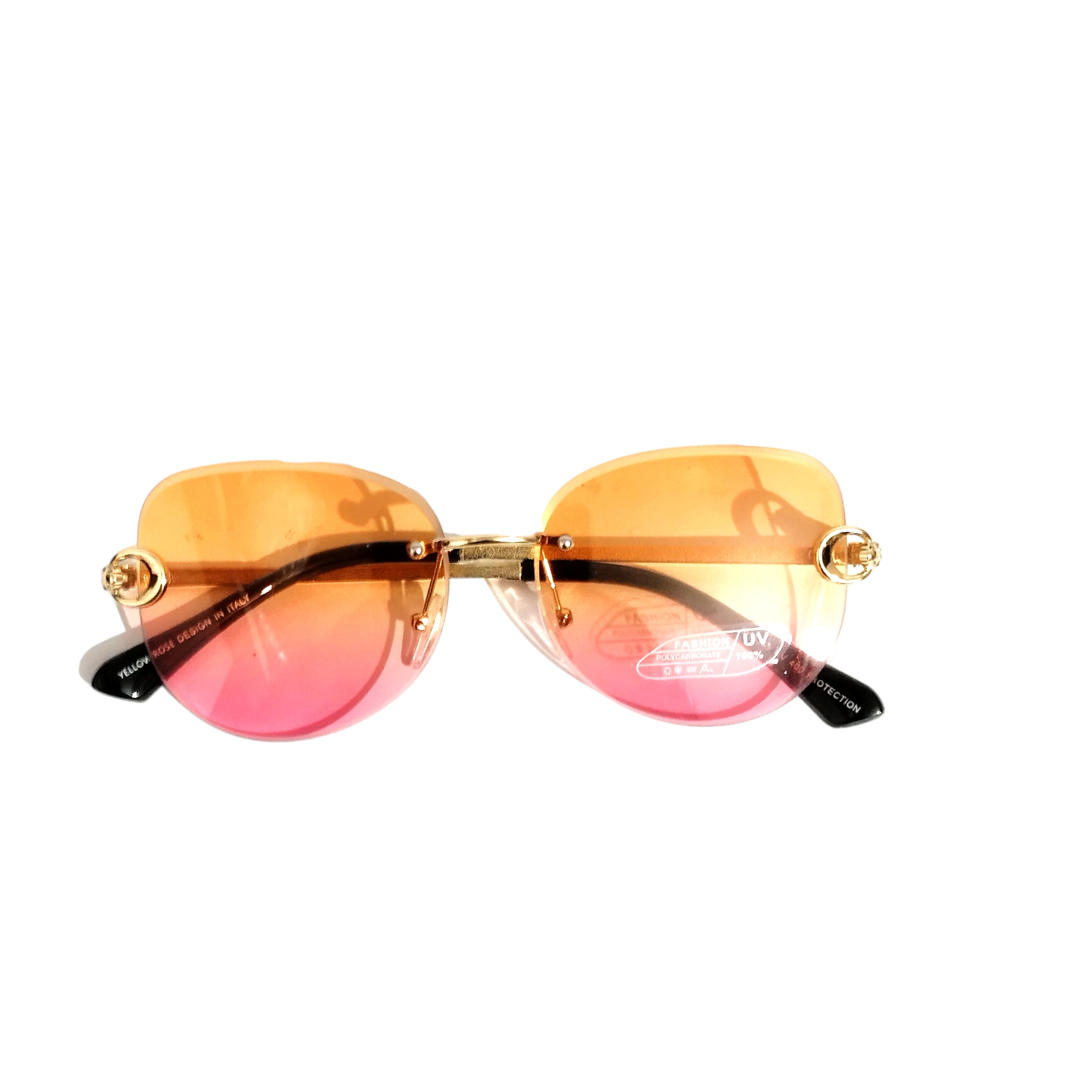 Trendy Orange Pink Gradient Rimless Sunglasses for Women - UV Protection, Lightweight & Stylish - Perfect for Beach, Driving & Outdoor Activities