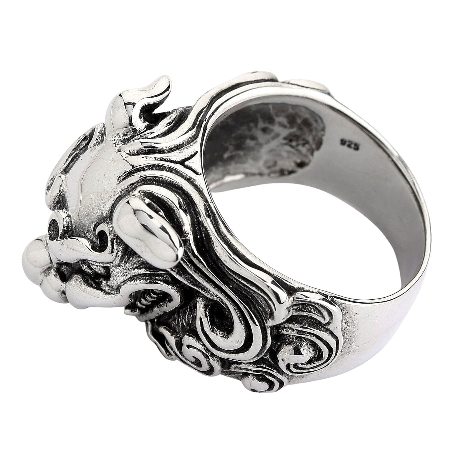 Vintage Chinese Lion Sterling Silver Pixiu Inspired Ring - Feng Shui Wealth & Protection Jewelry for Men and Women - Perfect for Gifts, Meditation, and Spiritual Healing
