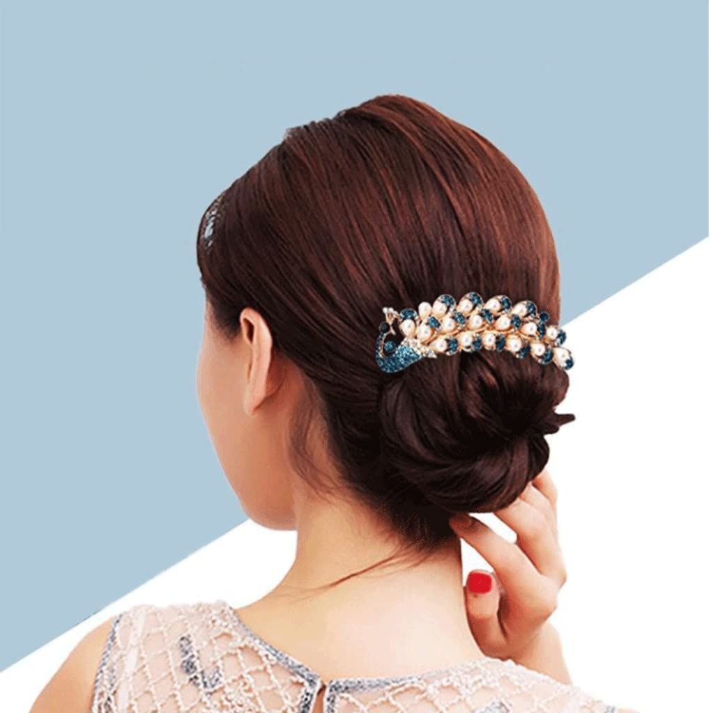 Elegant Chinese Style Rhinestone Bridal Hair Side Comb for Women - Wedding Hair Accessories for Bride & Girls (Blue, Size C) | Perfect for Weddings, Proms & Special Occasions