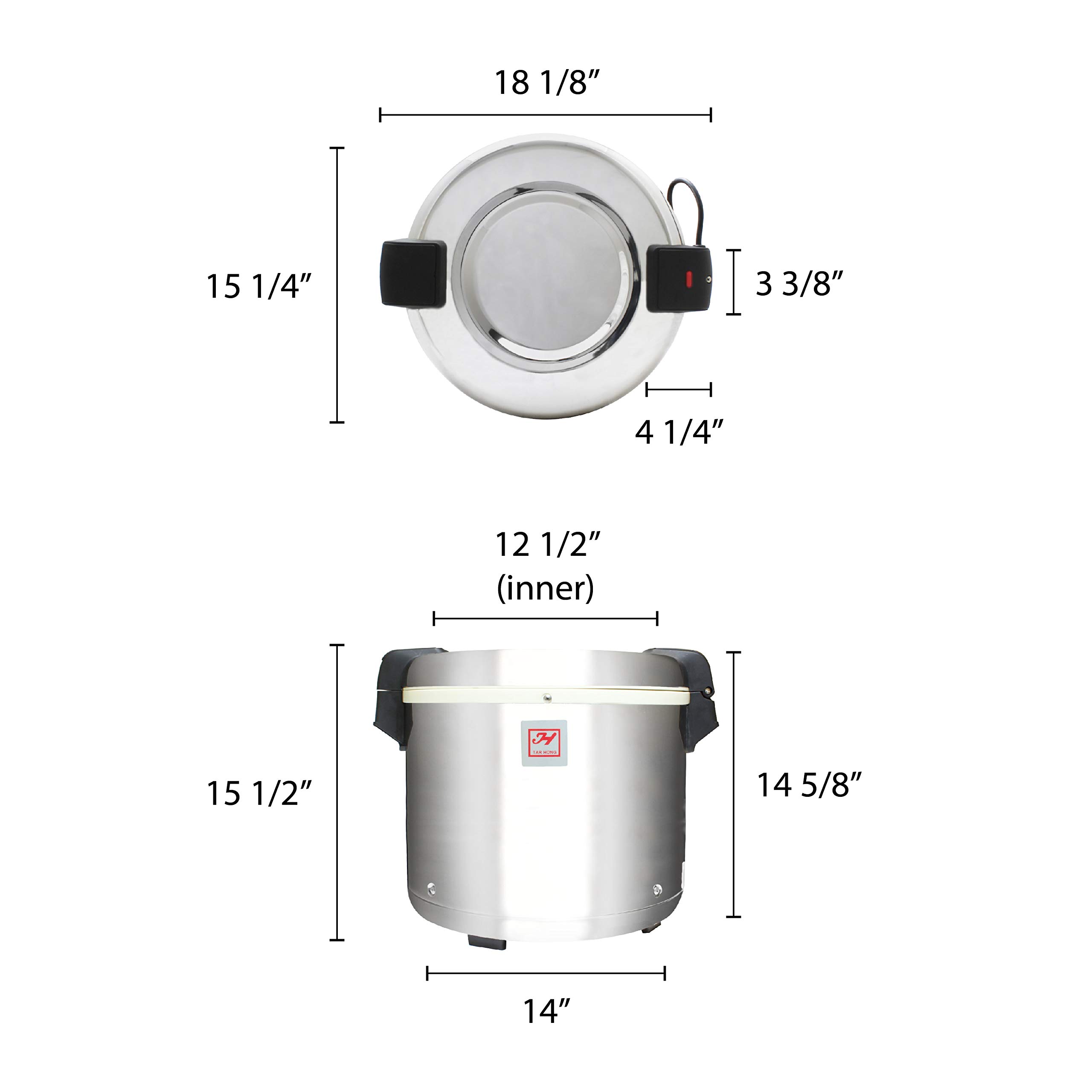 Excellante SEJ22000 Commercial Stainless Steel 50-Cup Rice Warmer & Food Heater - Perfect for Restaurants, Catering & Buffets - Keep Rice Warm & Fresh for Hours