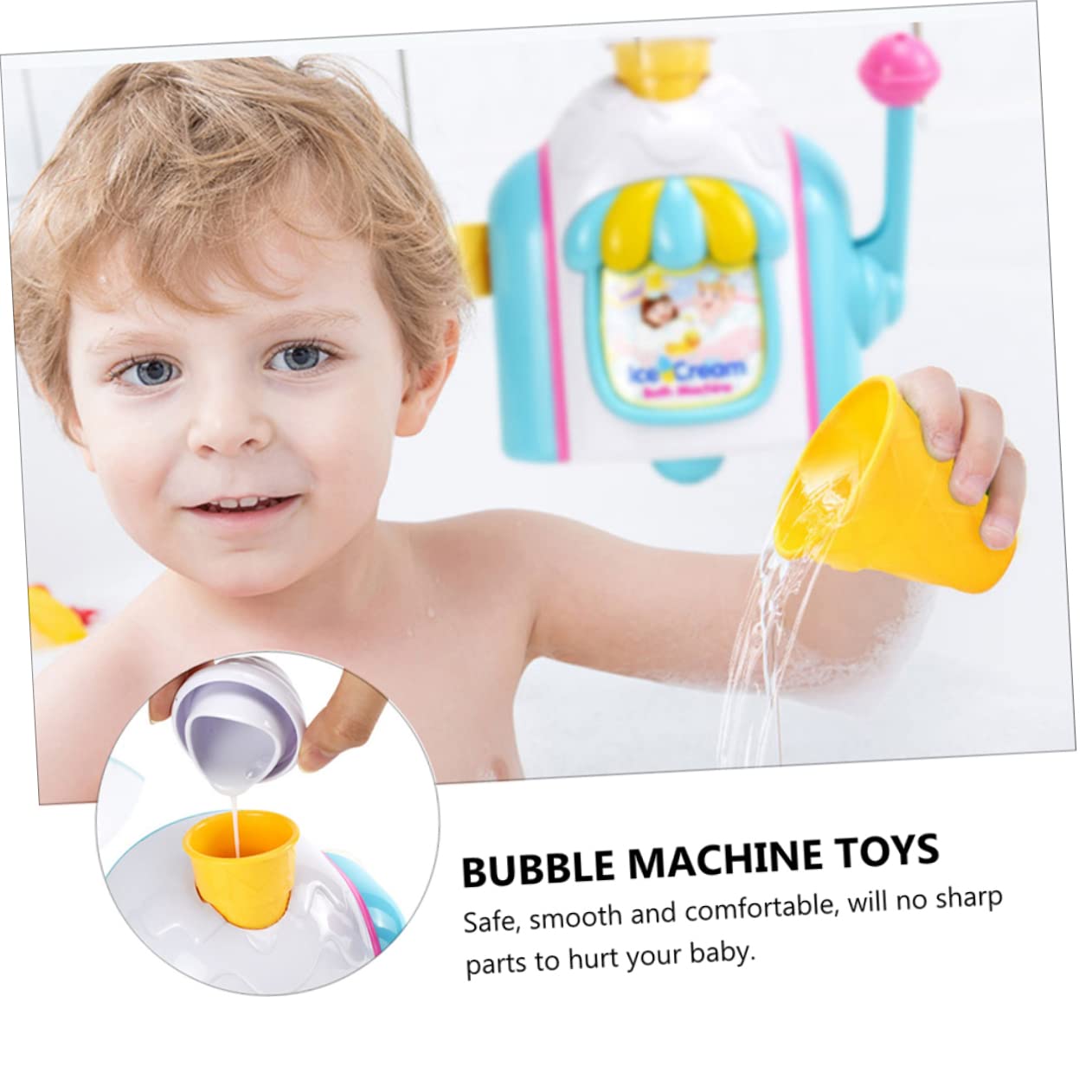 CIYODO 3-Pack Bubble Blower Toy Set for Kids - Ice Cream & Rocket Themed Bathtub & Outdoor Bubble Machine with Wands - Fun Bath Time, Pool Party, and Backyard Play Activity Toys