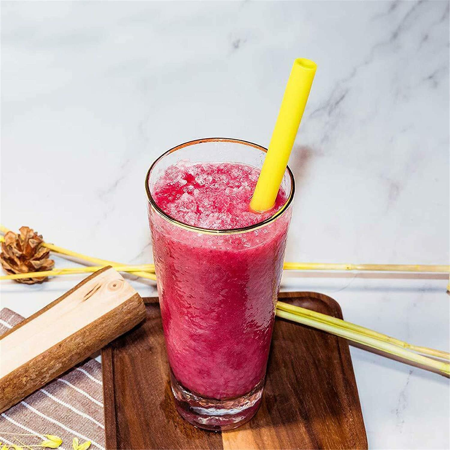 Reusable Silicone Straws 5-Pack - BPA Free with Brush - Fits Yeti & Bubba Mugs - Perfect for Smoothies & Iced Drinks