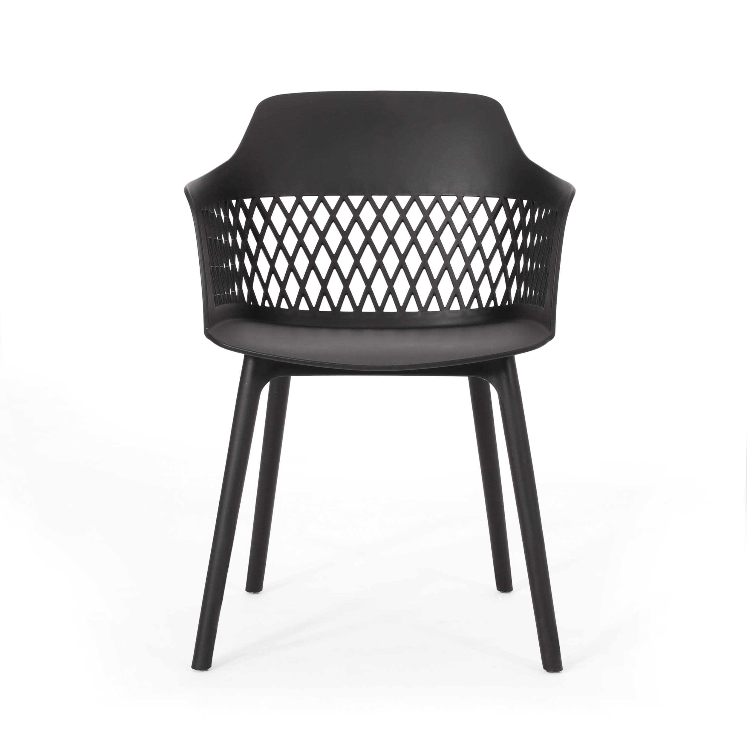 Christopher Knight Home Madeline Outdoor Dining Chairs (Set of 4) - Black Patio Furniture for Garden, Backyard, Poolside & Restaurant Use