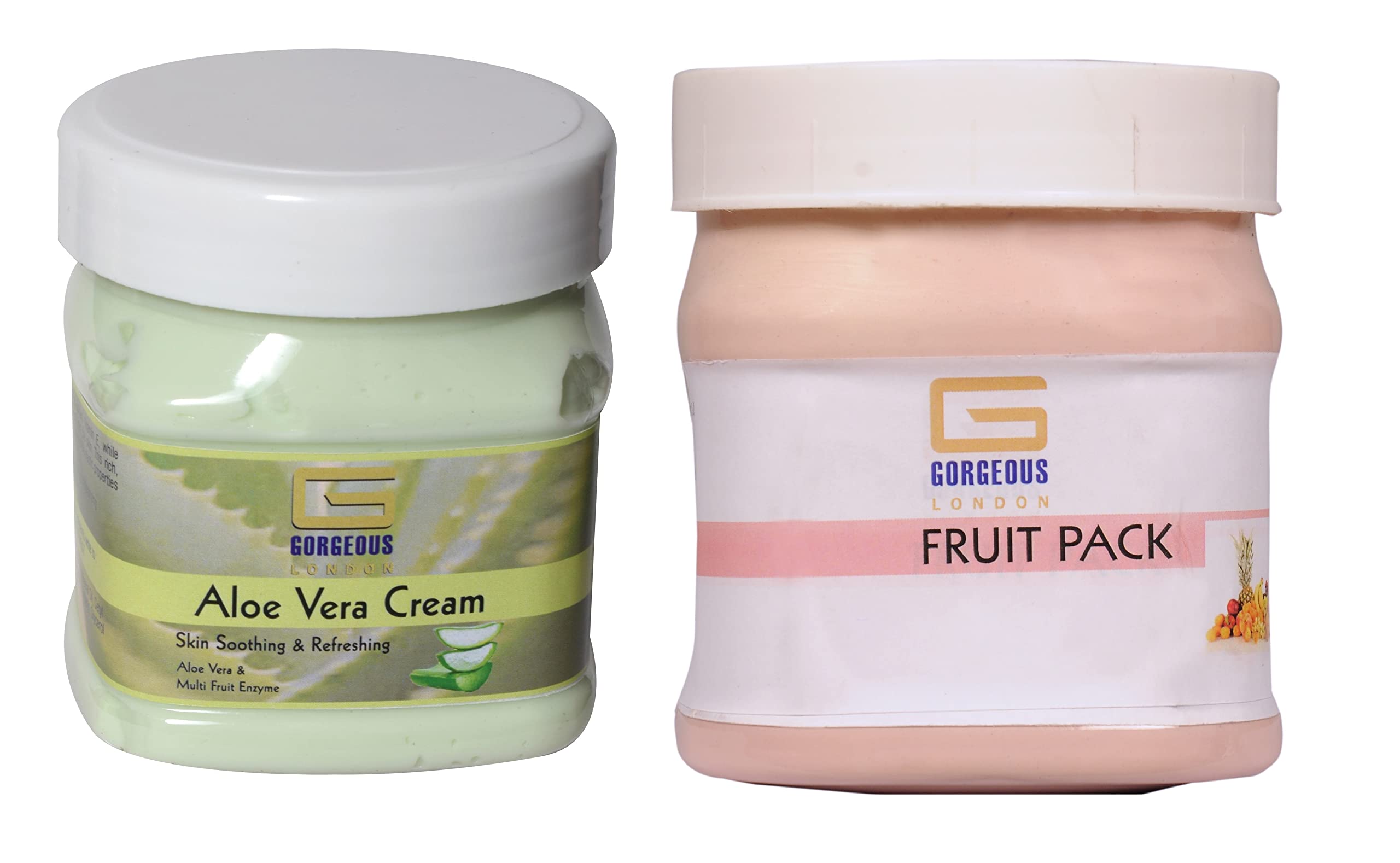 London Aloe Vera Cream & Fruit Pack Combo Set - 2 x 450ml for Hydration & Glow | Perfect for Dry Skin Care & Natural Beauty Routine