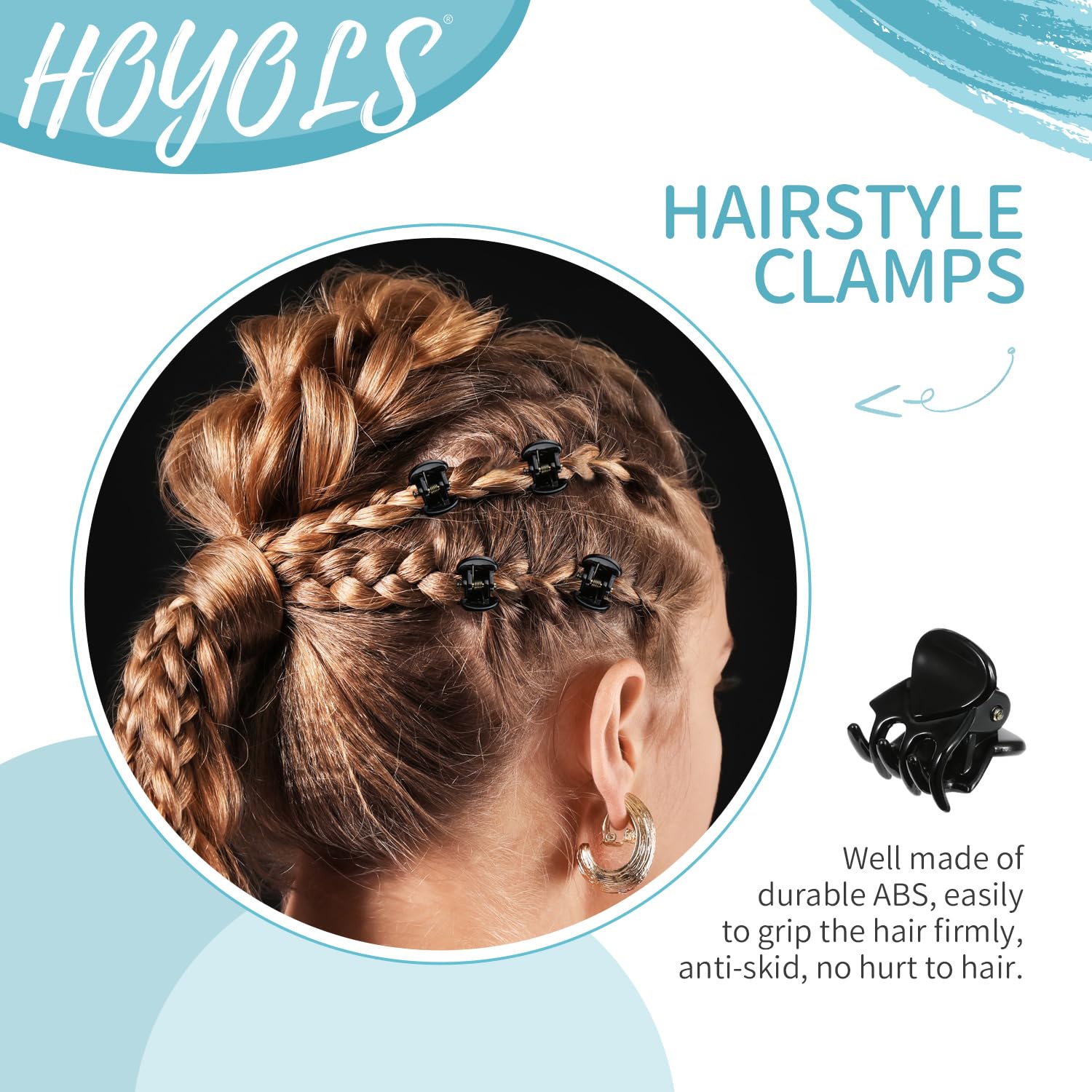 48 Pcs Black Mini Hair Claw Clips for Women & Girls - Non-Slip Jaw Clamps for Fine to Thick Hair - Secure Hold Styling Accessories in Plastic Box (Great for Travel, Gym & Everyday Hairstyles)