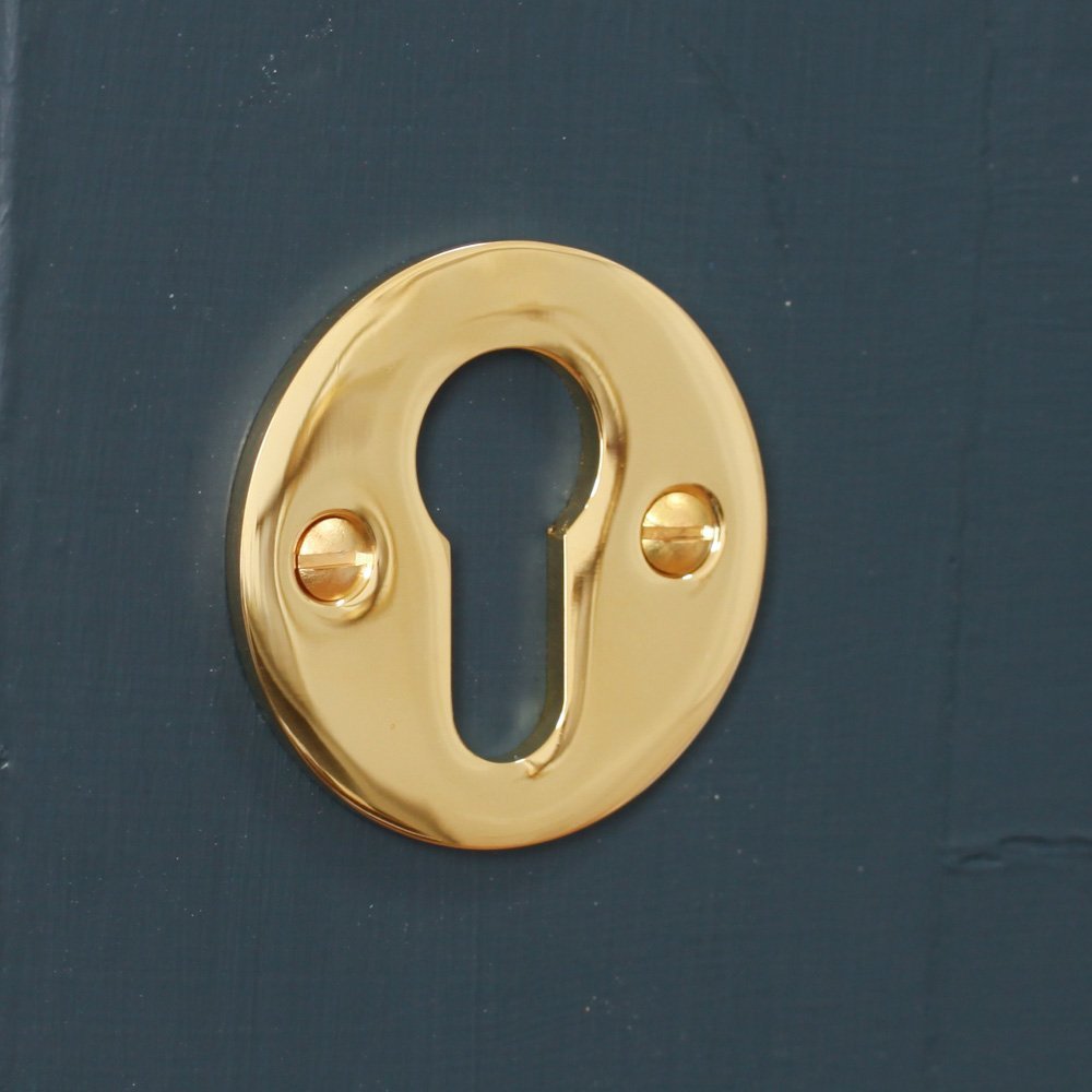 Polished Brass Euro Escutcheon - Premium Door Plate for European Style Doors | Elegant Home & Commercial Decoration | Perfect for Bathroom, Bedroom & Entryway Hardware