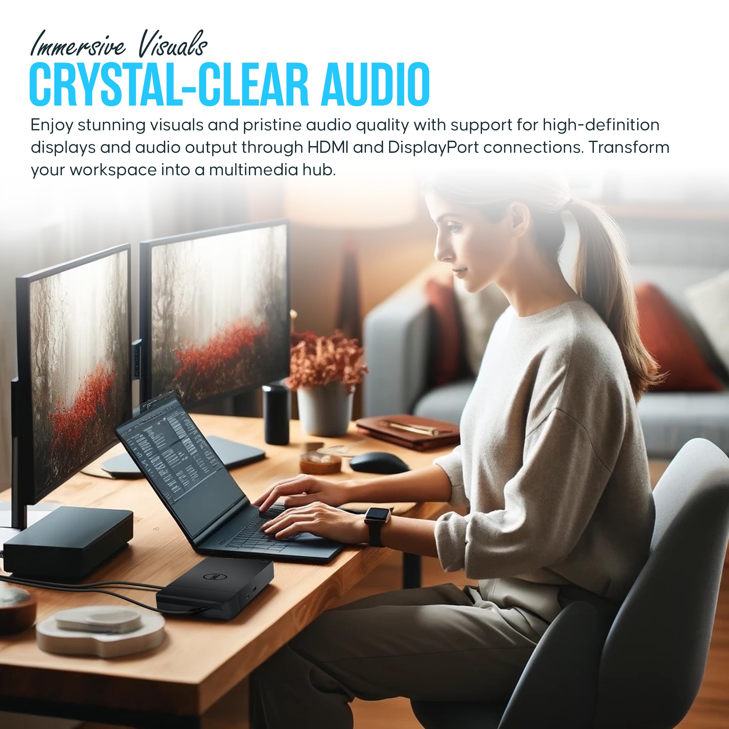 Dell WD19S Docking Station with Dual Monitor Support | 180W Power Delivery, USB-C, HDMI & Dual DisplayPort | Premium Laptop Dock for Home Office & Remote Work