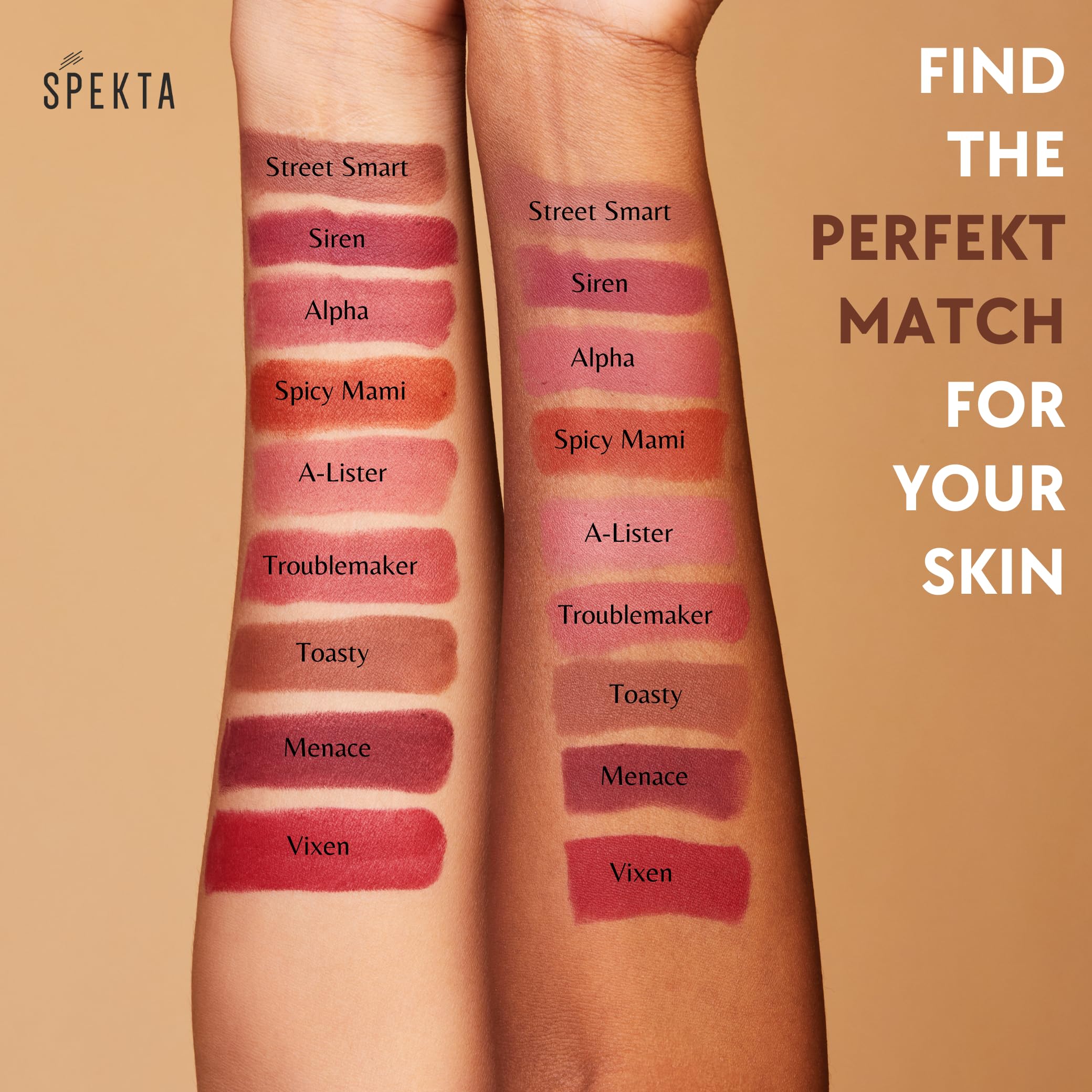 Spekta Matte Lipstick - Long Lasting Nude Pink Shade 105 Alpha (Dusty Rose, 3.7g) | Vegan, Transfer-Proof with SPF 10 | Perfect for Everyday Wear, Date Night & Professional Meetings