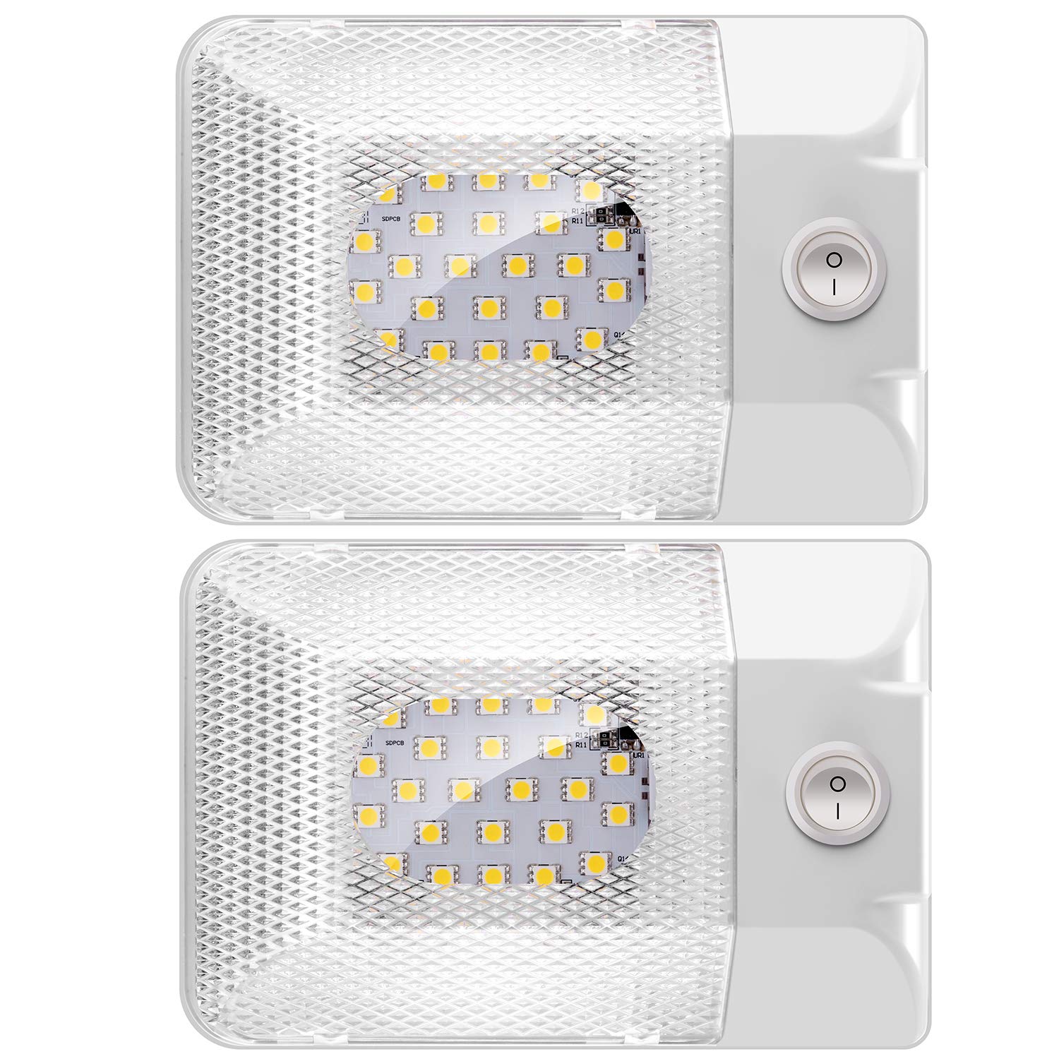 2 Pack 12V LED RV Ceiling Dome Light - 300LM Super Bright RV Interior Lighting for Camper, Trailer, Boat - Natural White - Perfect for Nighttime Reading & Cabin Illumination