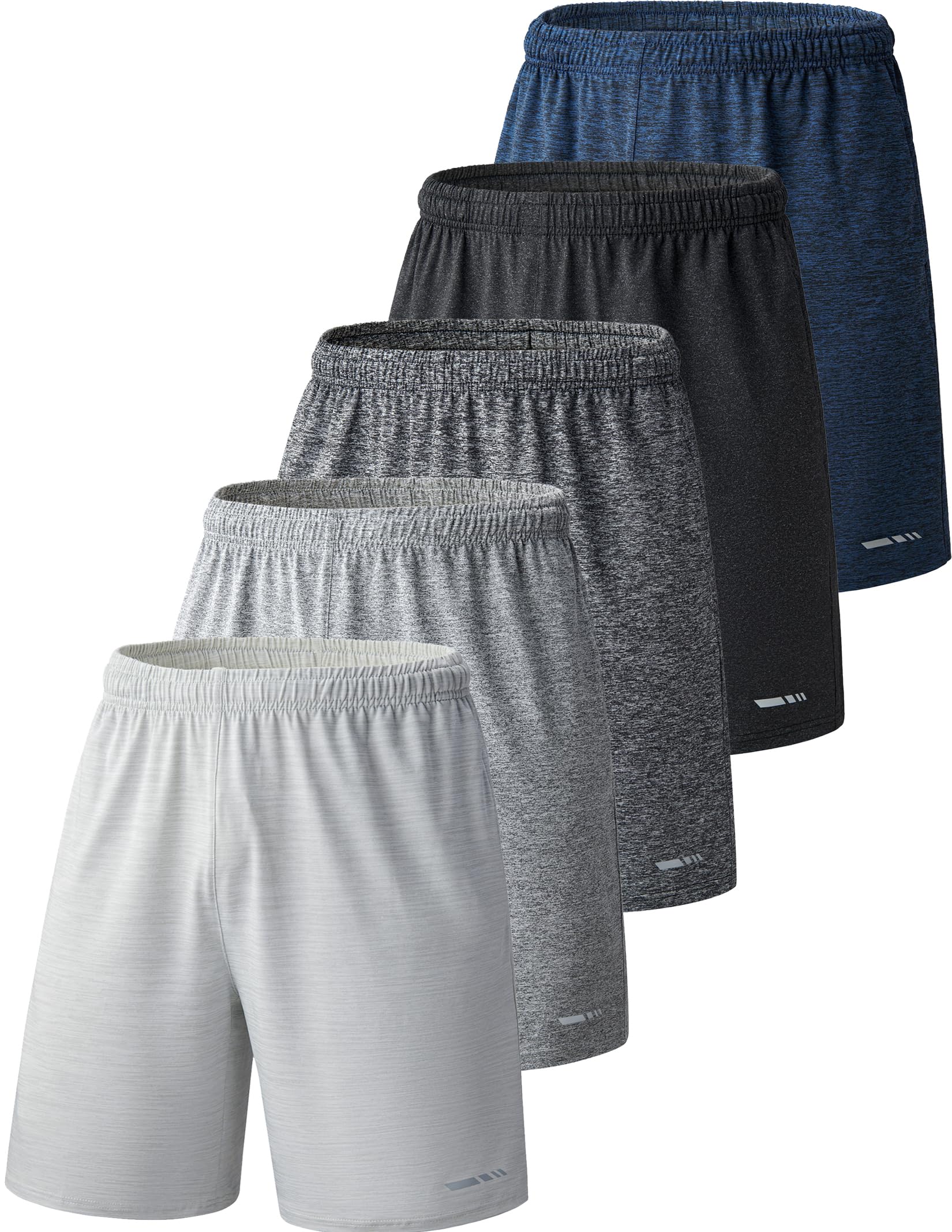 Liberty Imports 5 Pack Boys' Athletic Basketball Shorts - Quick Dry Mesh Gym Shorts with Pockets for Youth Sports & Casual Wear | Perfect for Basketball, Running, and Everyday Active Lifestyle