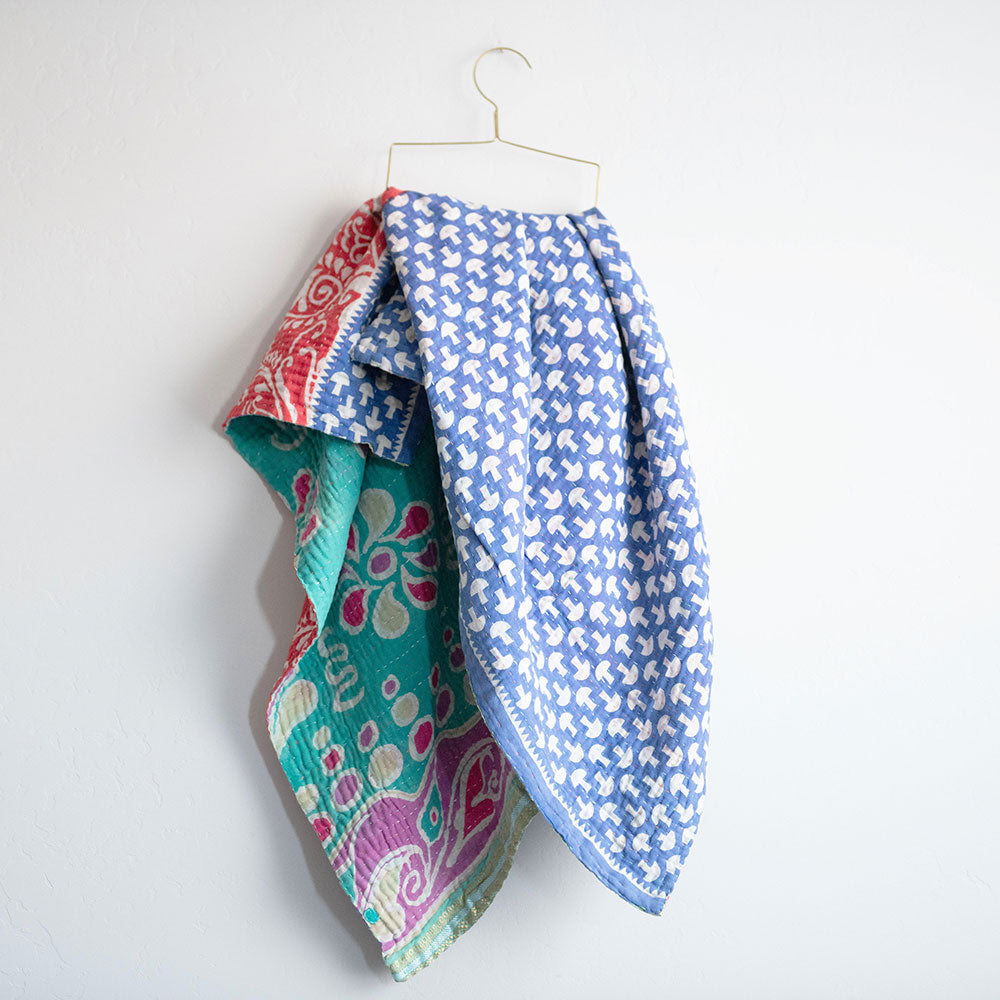 Soft Kantha Baby Blanket CB9112 - Handmade Cotton Swaddle Blanket for Newborns & Infants - Perfect for Nursery, Stroller, and Travel