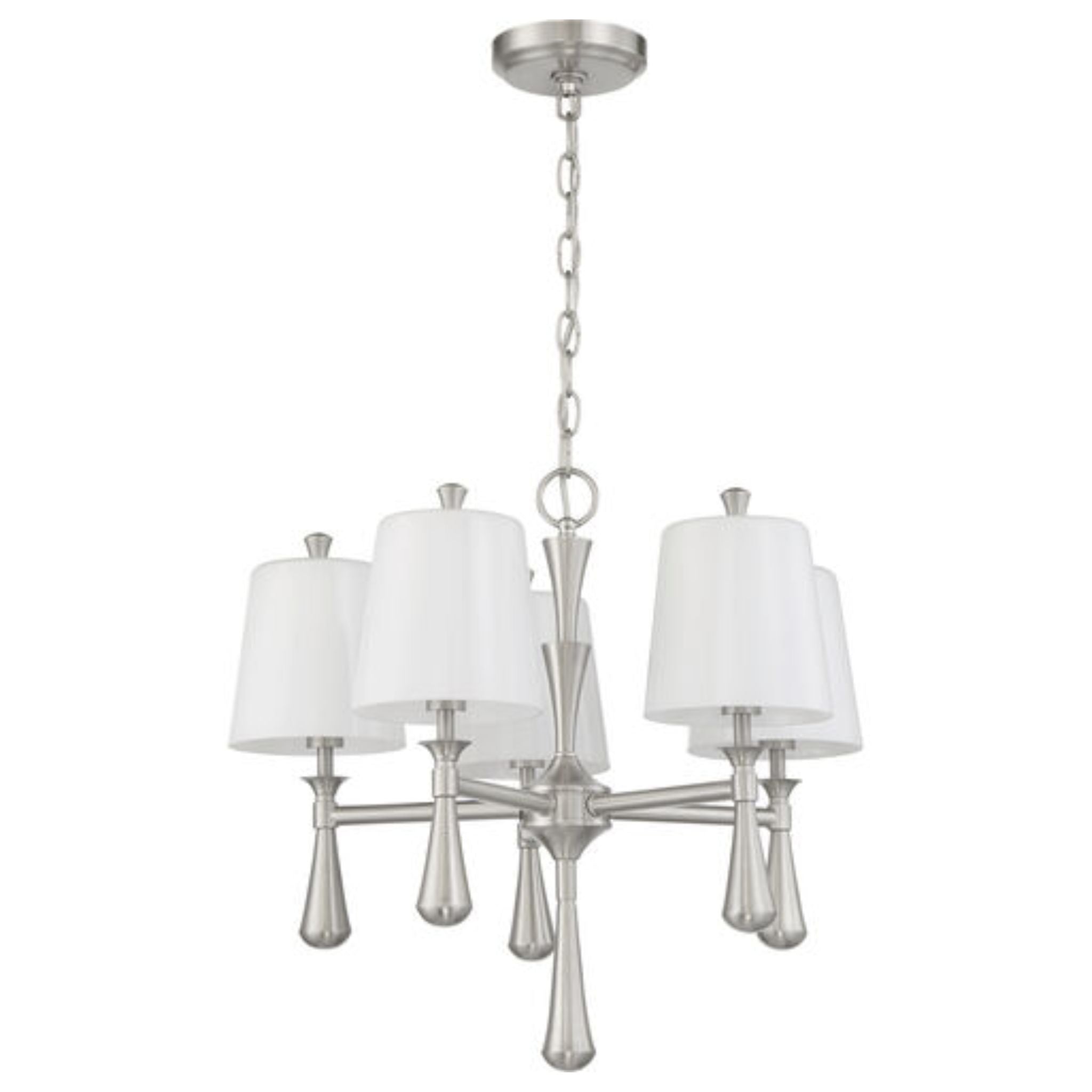 Craftmade Palmer 5-Light 21-Inch Brushed Polished Nickel Chandelier Ceiling Light Fixture - Elegant Dining Room Lighting for Home Decor (Model 57425 BNK)