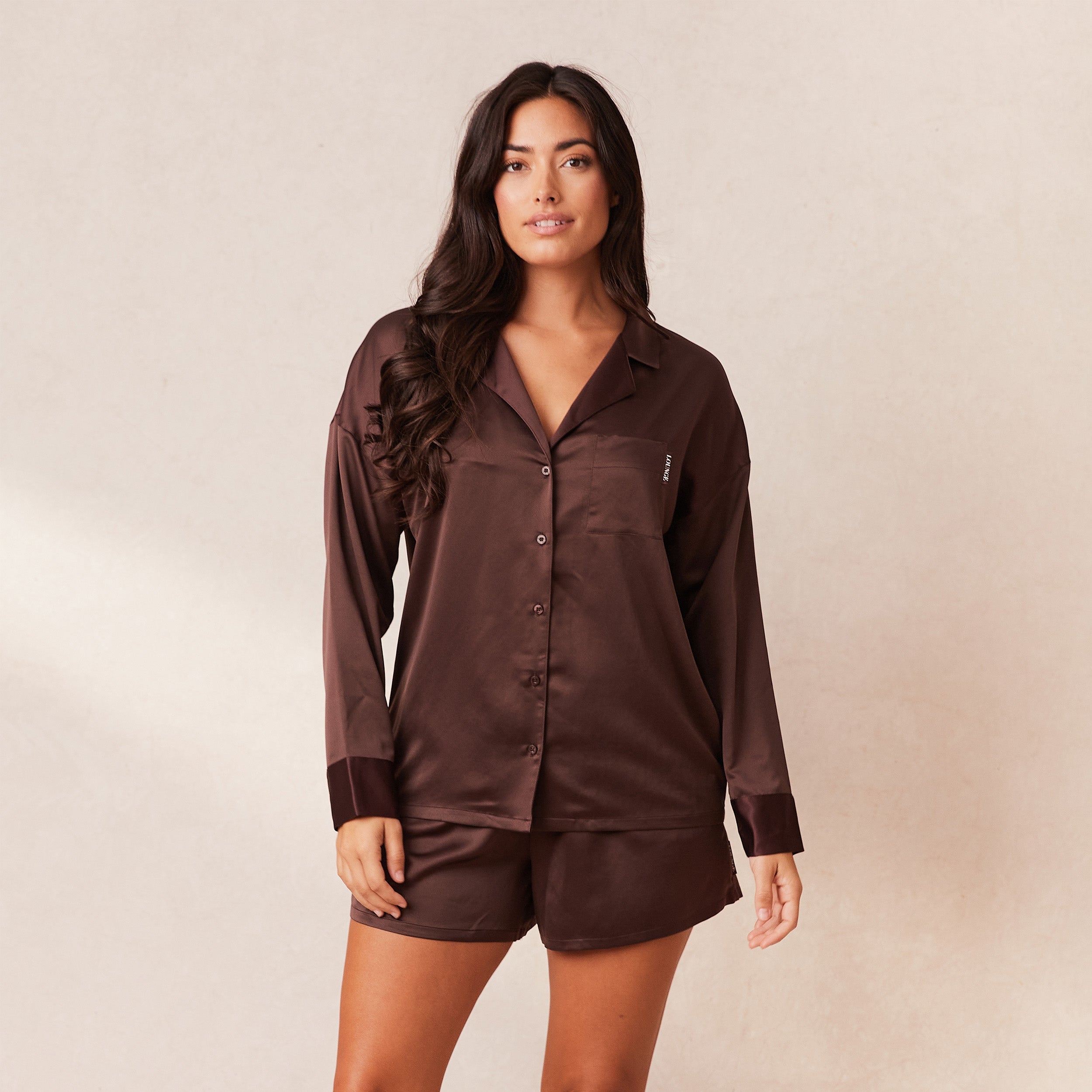 Women's Classic Satin Pajama Shorts - Soft & Comfortable Sleepwear for Summer - Chocolate Brown (Perfect for Lounge, Vacation & Bedtime)