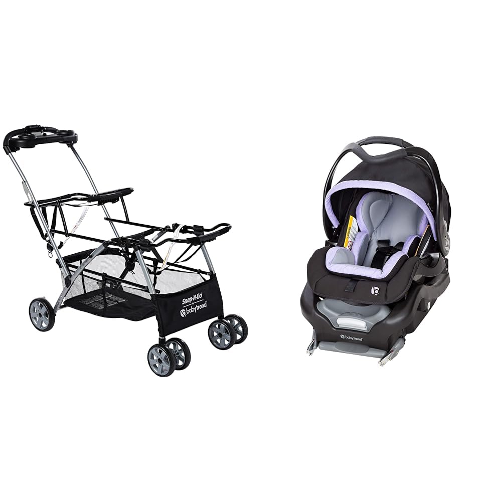 Baby Trend Universal Double Snap-N-Go Stroller Frame with Secure Snap Tech 35 Infant Car Seat - Lavender Ice | Lightweight Travel System for Twins & Newborns | Perfect for Shopping, Travel & Daily Outings