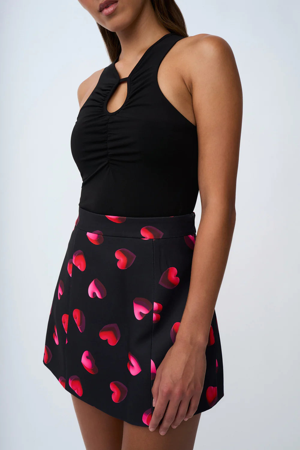 Bubble Heart Mini Skirt - Black, Red, Pink | Sexy A-Line Skater Skirt for Women | Perfect for Parties, Dates & Night Out