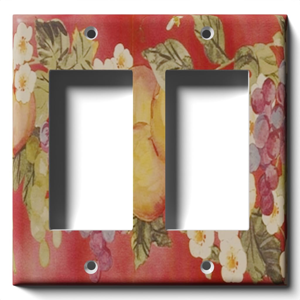 Red Fruit Painting Light Switch Cover - Double Rocker for Kitchen Decor