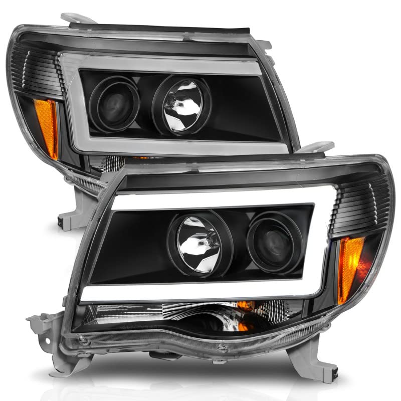 ANZO (111517) 05-09 Toyota Tacoma Projector Headlights with C-Shaped LED Light Bar - Upgrade Your Truck's Style & Night Visibility for Off-Roading & Daily Driving