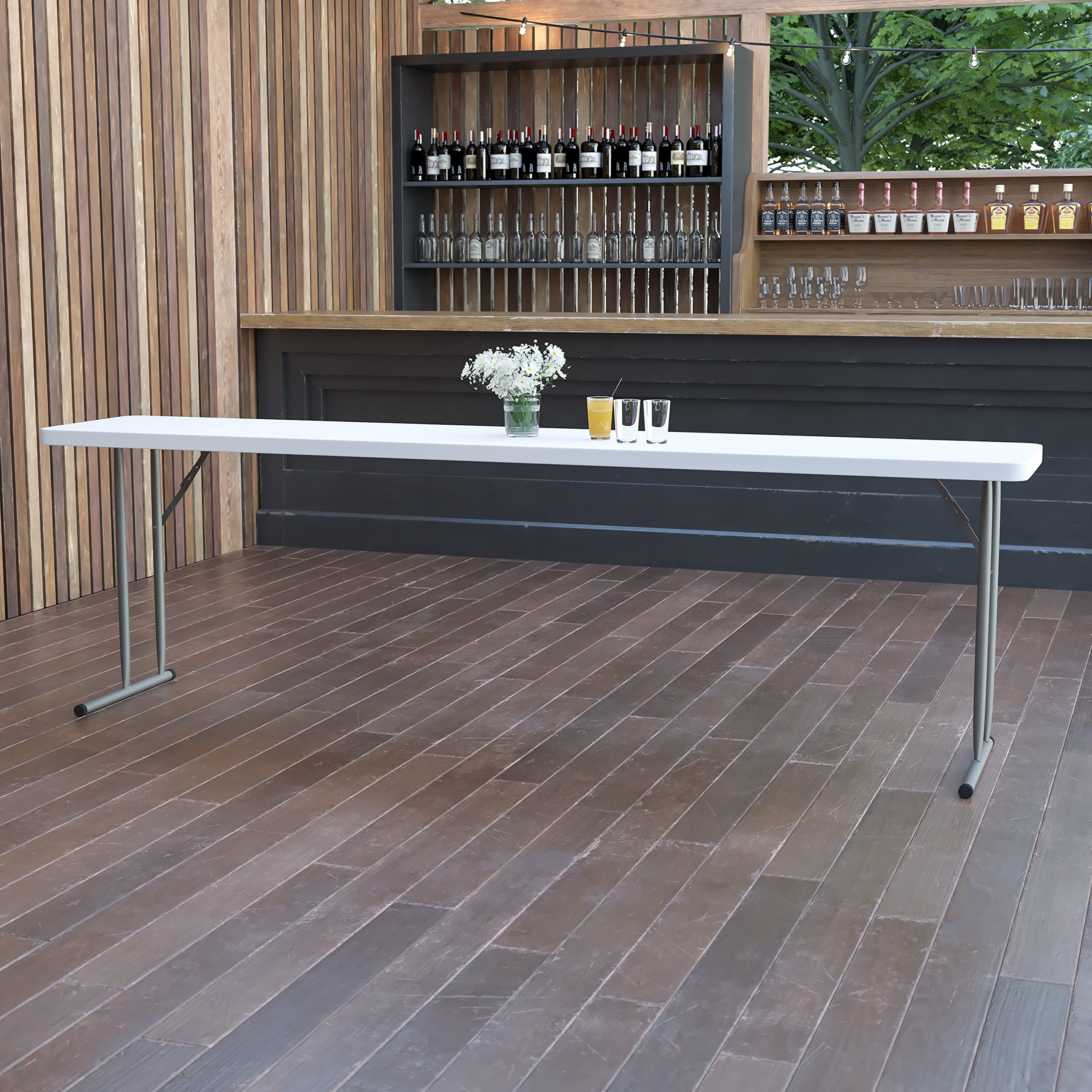 8-Foot Granite White Plastic Folding Training Table - Durable Seminar & Conference Table for Office, Classroom, Events & Meetings - Perfect for Training Sessions, Workshops & Business Gatherings