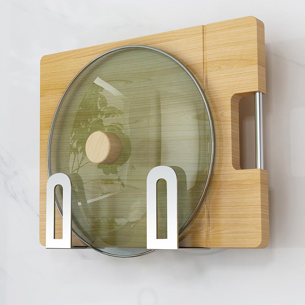 Self-Adhesive Stainless Steel Pan Cover Rack - Space-Saving Pantry Organizer for Cutting Boards & Pot Lids - Perfect for Kitchen Cabinet, Drawer, or Wall Storage