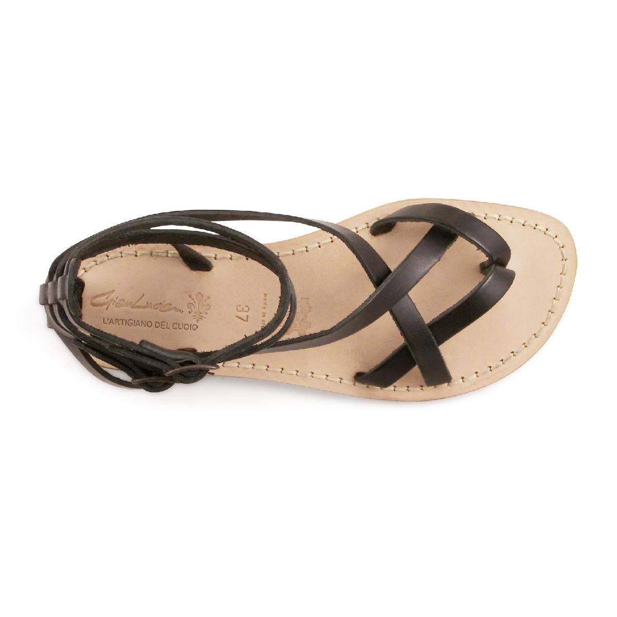 Handmade Black Leather Gladiator Sandals for Women - Comfortable & Stylish Roman Style Sandals for Summer, Beach, and Casual Outings