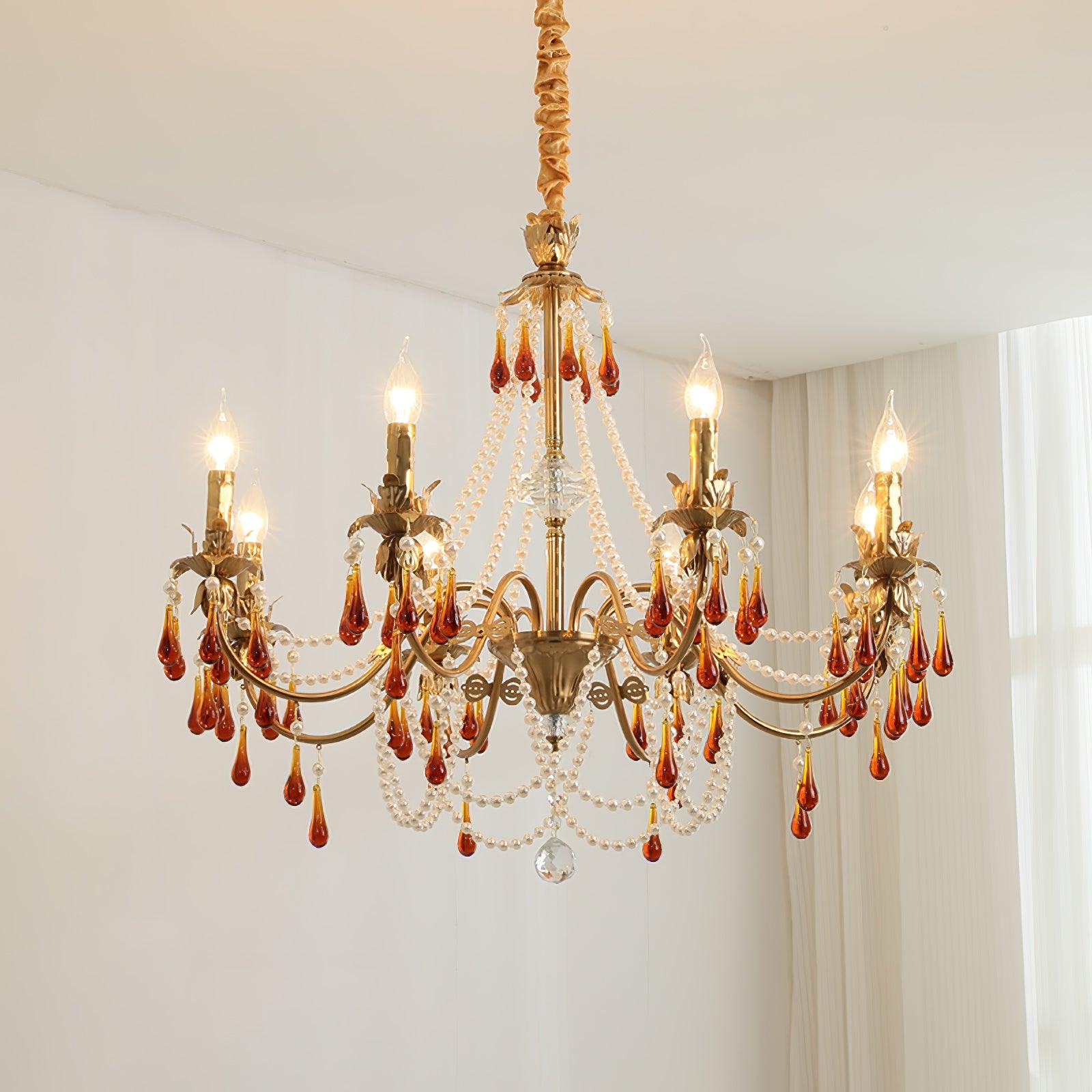 Luxury Aureate Amber Crystal Chandelier - Elegant Ceiling Light Fixture for Dining Room, Living Room & Bedroom Decor