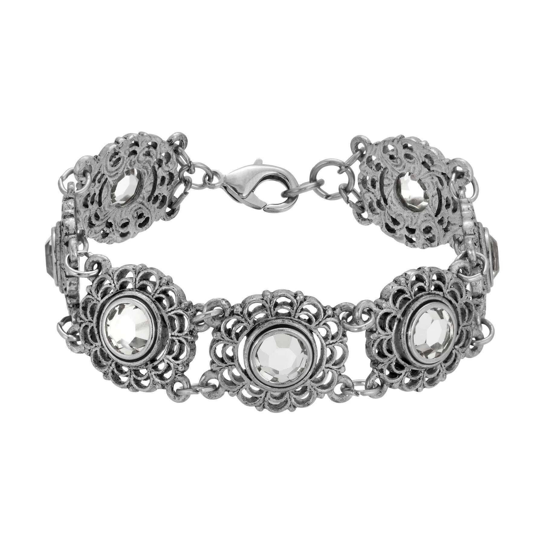 1928 Jewelry Austrian Crystal Link Bracelet for Women - Elegant Vintage Style Fashion Jewelry - Perfect for Parties, Weddings & Special Occasions