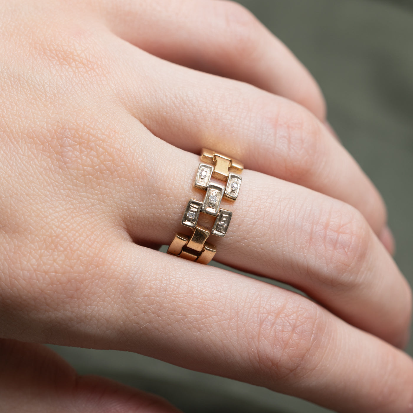 10K Gold Diamond Panther Chain Ring - 0.40ctw Genuine Diamond Jewelry - Size 6.75 Women's Fashion Ring - Perfect for Gifts, Parties & Special Occasions