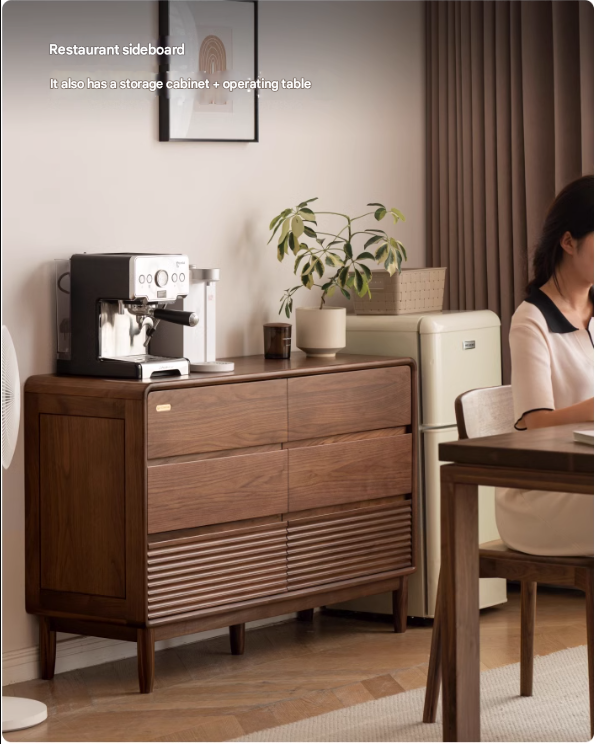 Premium Black Walnut Solid Wood Storage Cabinet with Drawers - Handcrafted Dresser for Bedroom, Living Room & Office Organization