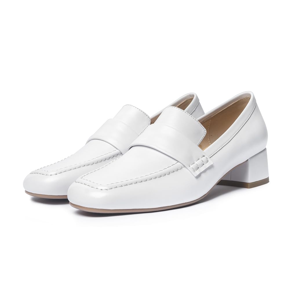 Women's Leather Loafers Dress Shoes - Comfortable Slip-On Heels for Work, Office & Casual Outfits | Perfect for Business, Travel & Everyday Wear