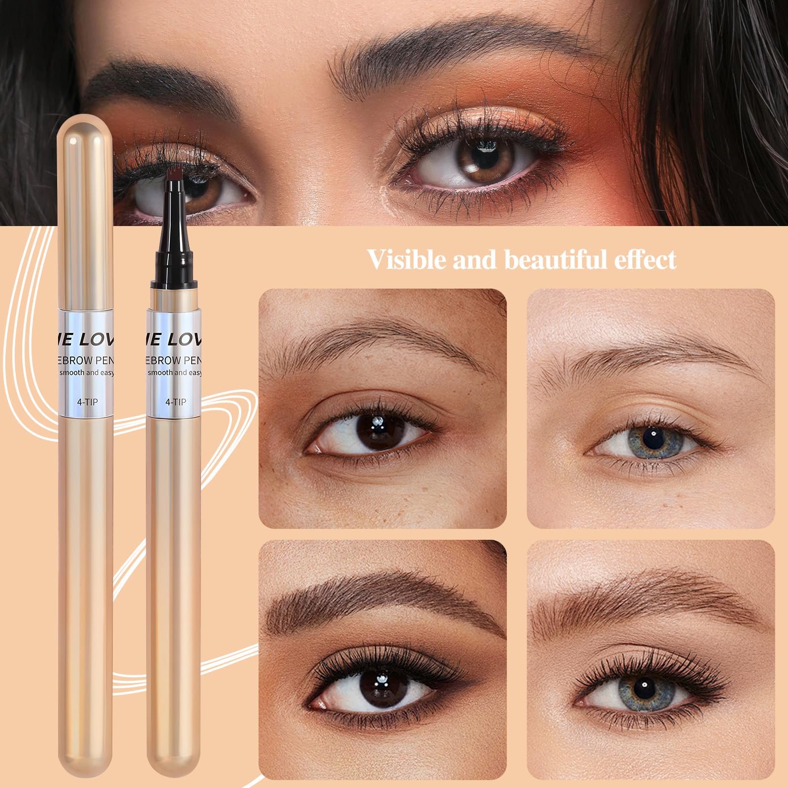 Natural Brow Eyebrow Pen - Waterproof Microblading Eyebrow Pencil for Women, Long-Lasting Brown Eyebrow Makeup (Red Brown) - Perfect for Daily Use, Professional Makeup & Special Occasions
