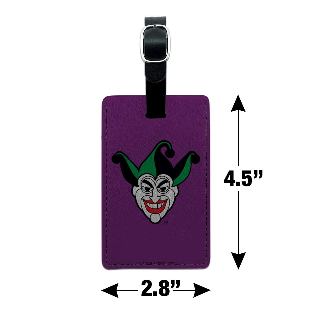 Batman Joker Symbol Leather Luggage Tag - Rectangle Suitcase ID Tag for Travel & Carry-On Bags - Perfect for Cosplay, Comic Con & DC Fans