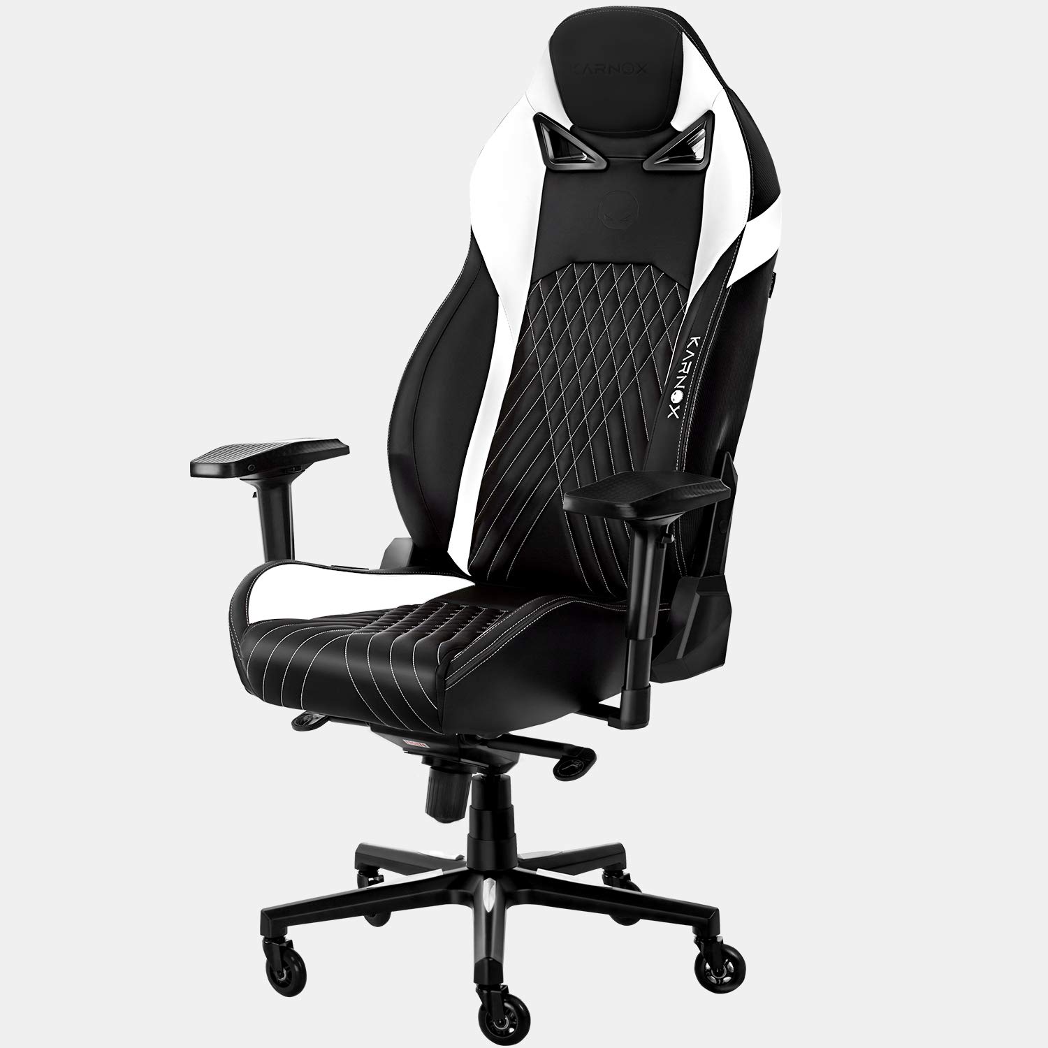 KARNOX Gladiator Gaming Chair - Ergonomic High Back Office Desk Chair with Adjustable Height, Headrest & Lumbar Support - PU Leather Racing Style Computer Chair for Home & Office - White - Perfect for Gaming, Working & Long Sitting Sessions