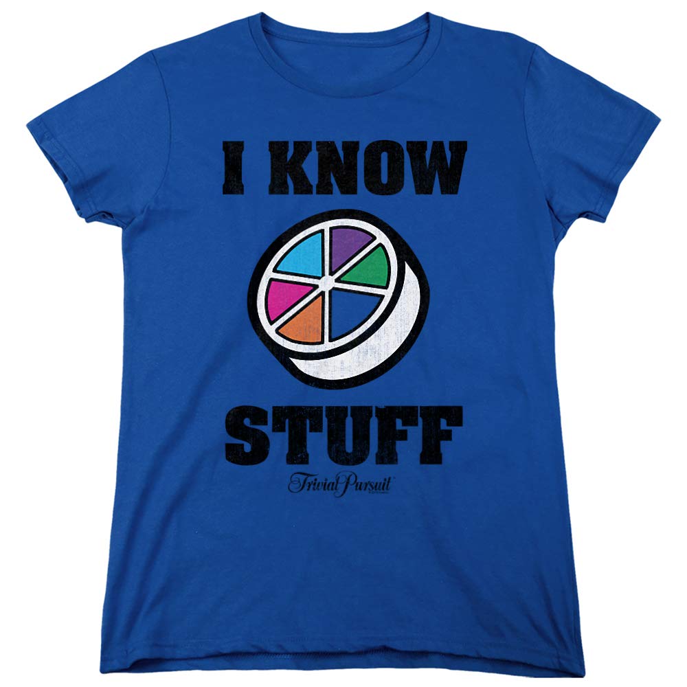 Trivial Pursuit I Know Stuff Women's T-Shirt - Fun Pop Culture Graphic Tee for Game Nights, Parties & Casual Wear