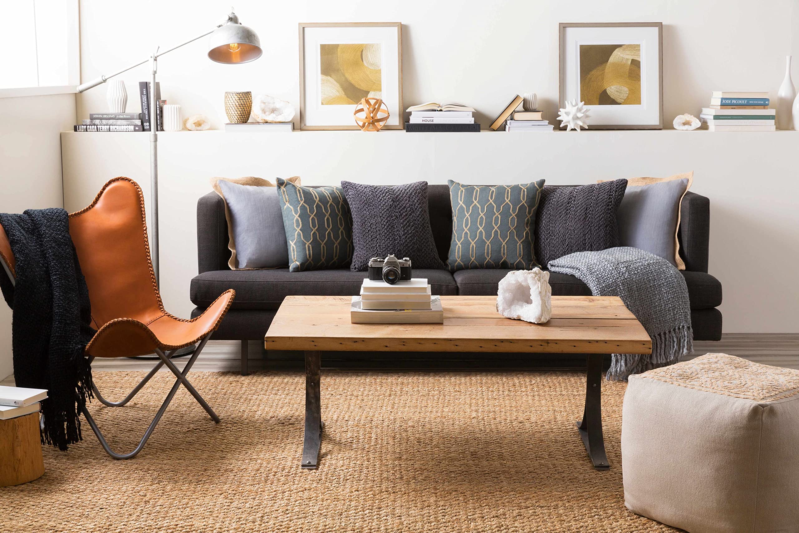 Hauteloom Herndon Handwoven Seagrass Jute Rug - Natural Fiber Area Rug for Living Room, Bedroom - Eco-Friendly Farmhouse Style Carpet - Rattan Wicker Look - Brown 9' x 13' - Perfect for Boho, Coastal & Neutral Decor