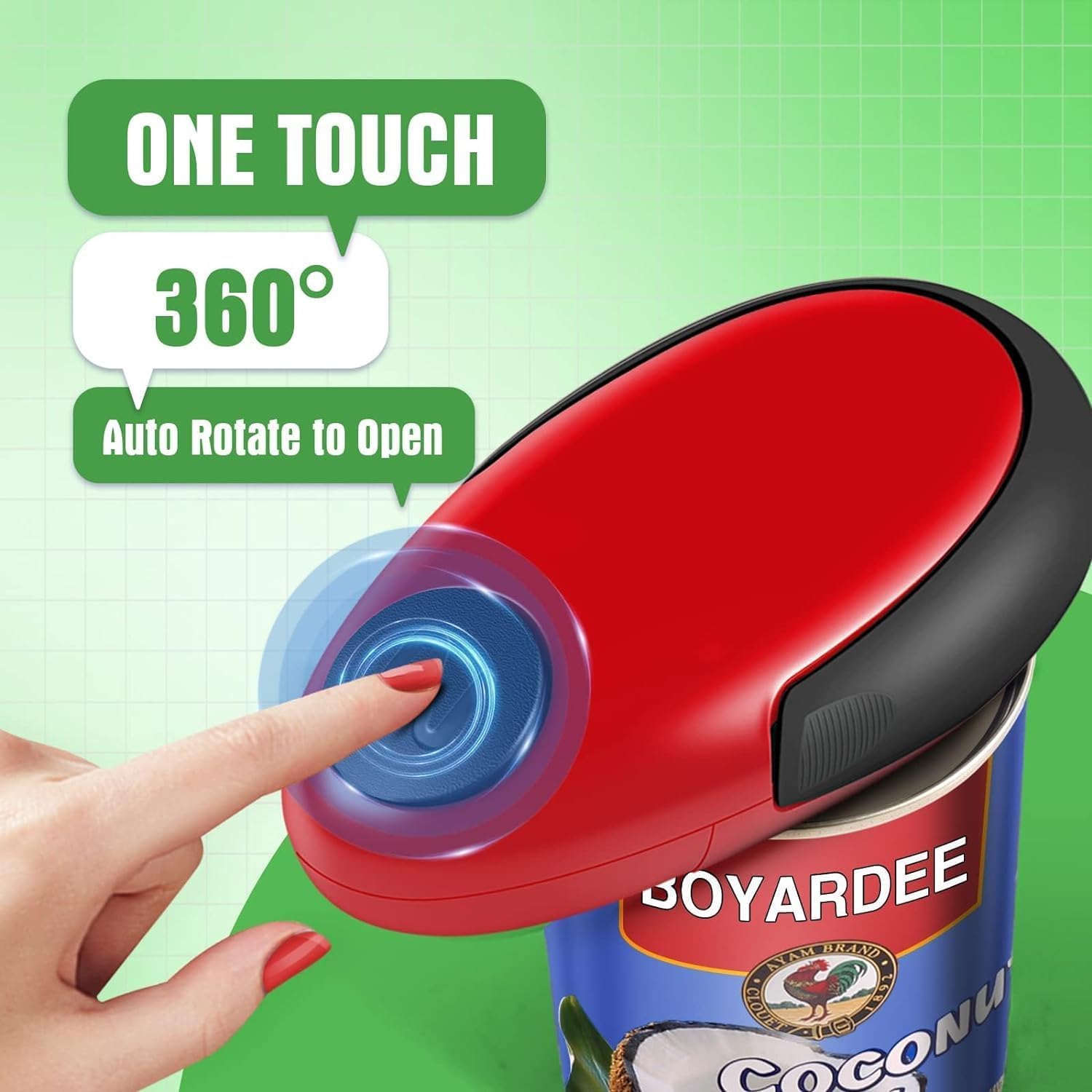 Electric Can Opener - Hands Free Automatic Kitchen Gadget with Smooth Edge Cutting, One Touch Operation for Seniors & Arthritis Users, Safe for All Can Sizes - Perfect for Home Cooking, Camping & Emergency Food Prep