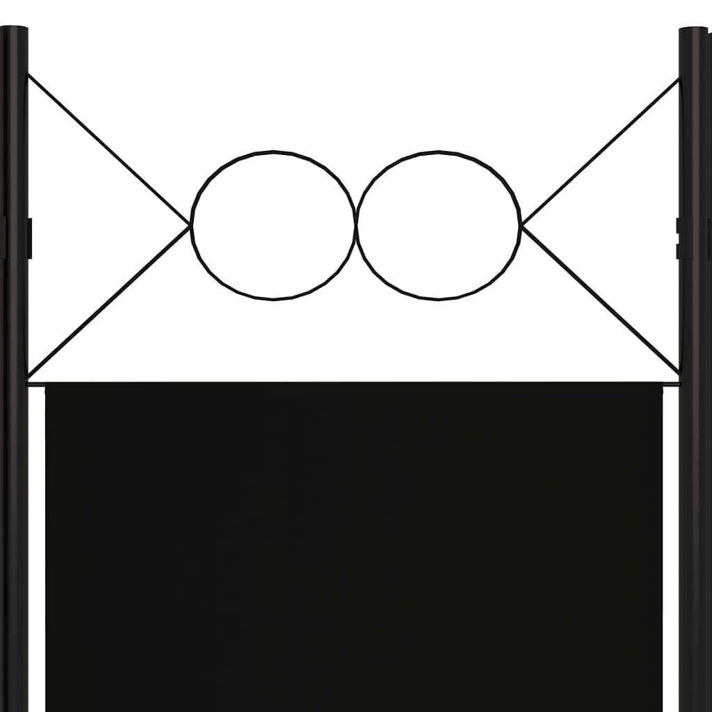 6-Panel Black Room Divider Screen - 94.5