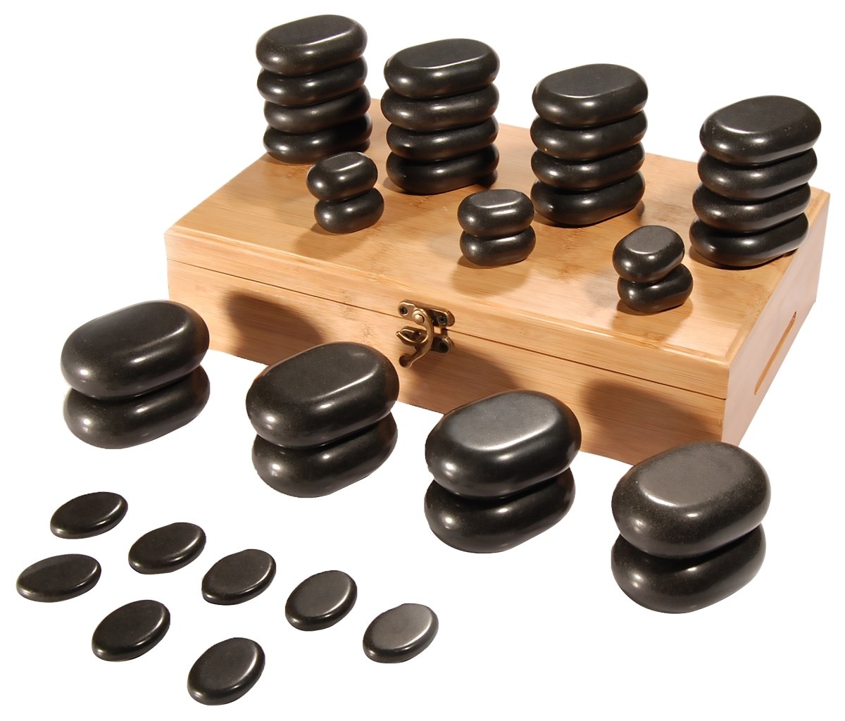 36pcs Massage Hot Stone Set for Relaxation & Spa Therapy - Basalt Stones for Aromatherapy, Hot Stone Massage, and Stress Relief at Home or Professional Use
