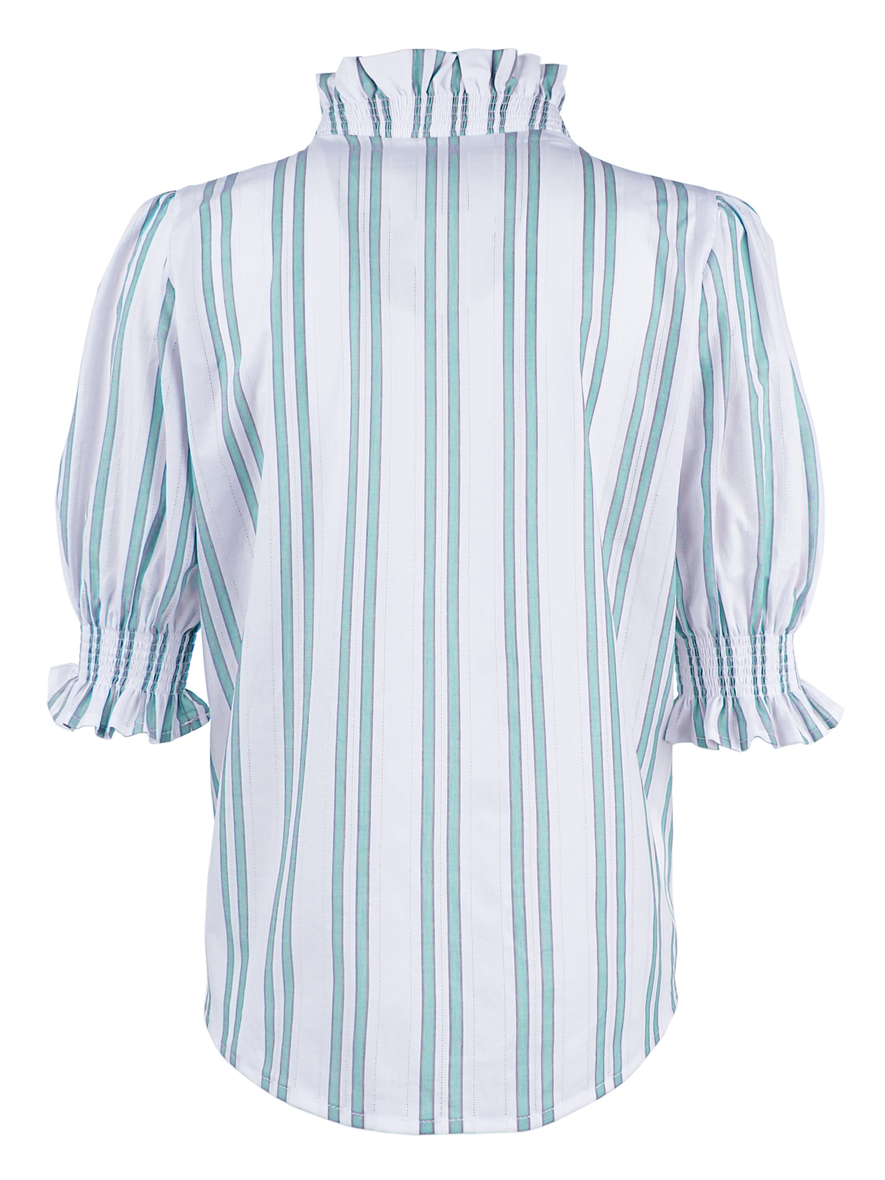 Cici Aqua Drop Needle Blue Striped Ruffle Blouse - Women's Fashion Top for Casual Wear, Office & Date Night Outfits