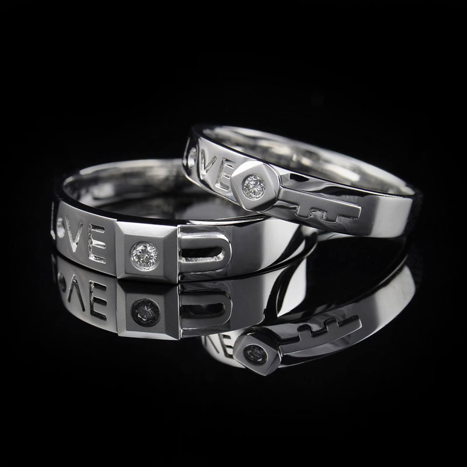 Diamond Matching Couples Rings for Him and Her - Sterling Silver/10K/14K/18K Wedding Promise Rings with Free Engraving - Perfect for Anniversaries, Engagements & Romantic Gifts